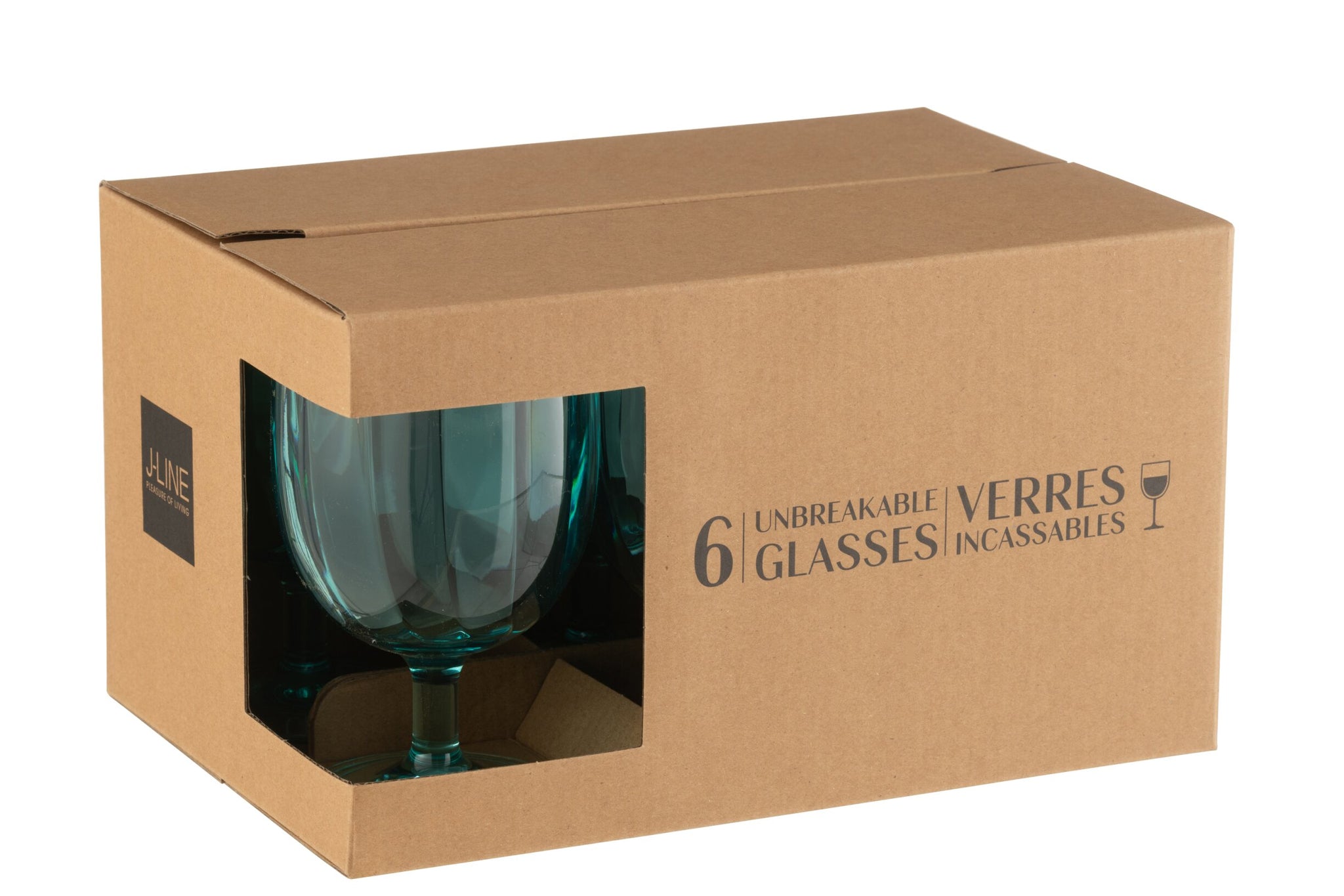 J-Line Wijnglas 31 Cl Onbreekbaar Blauw - 6 Stuks
