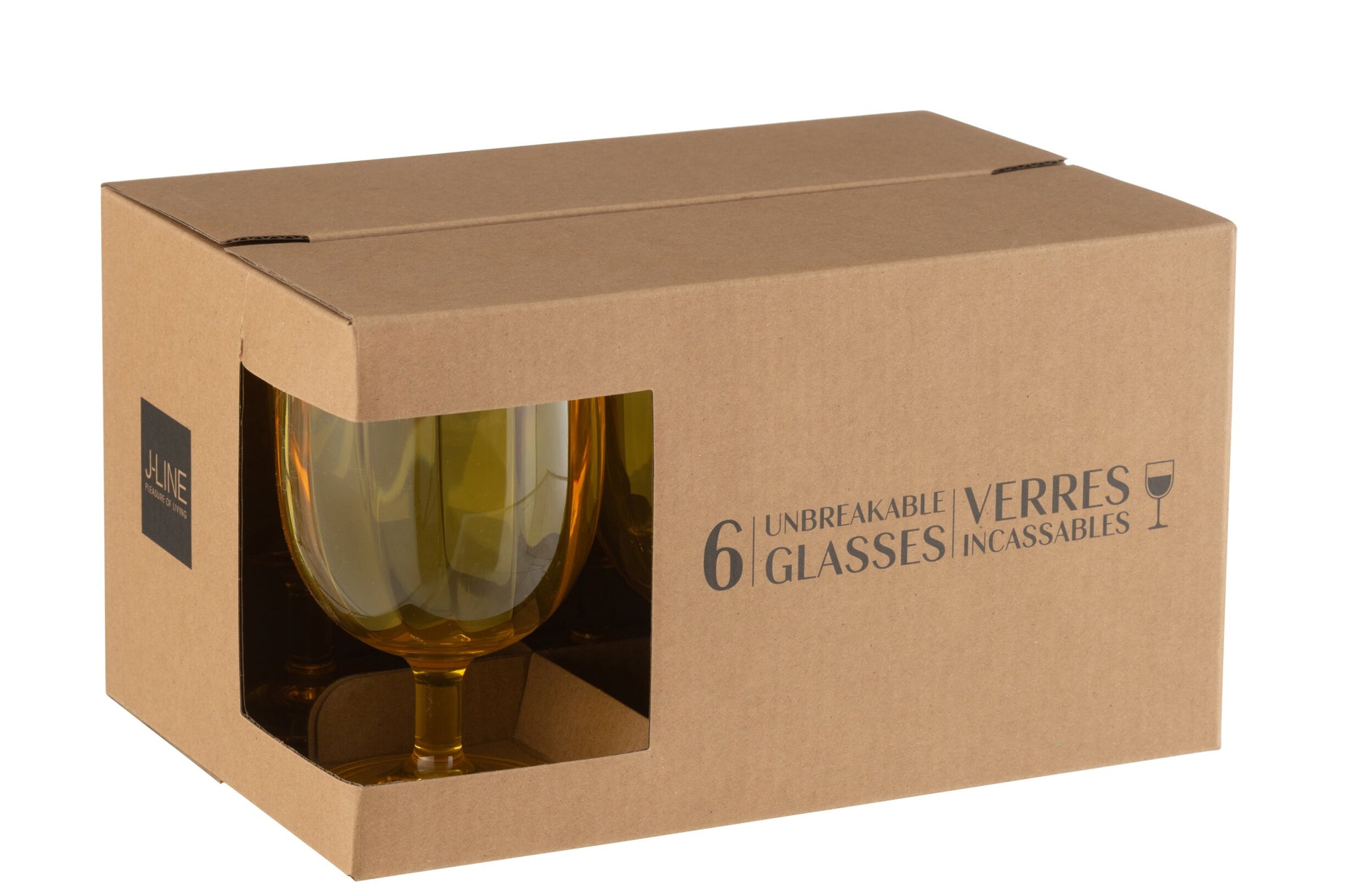 J-Line Wijnglas 31 Cl Onbreekbaar Geel - 6 Stuks
