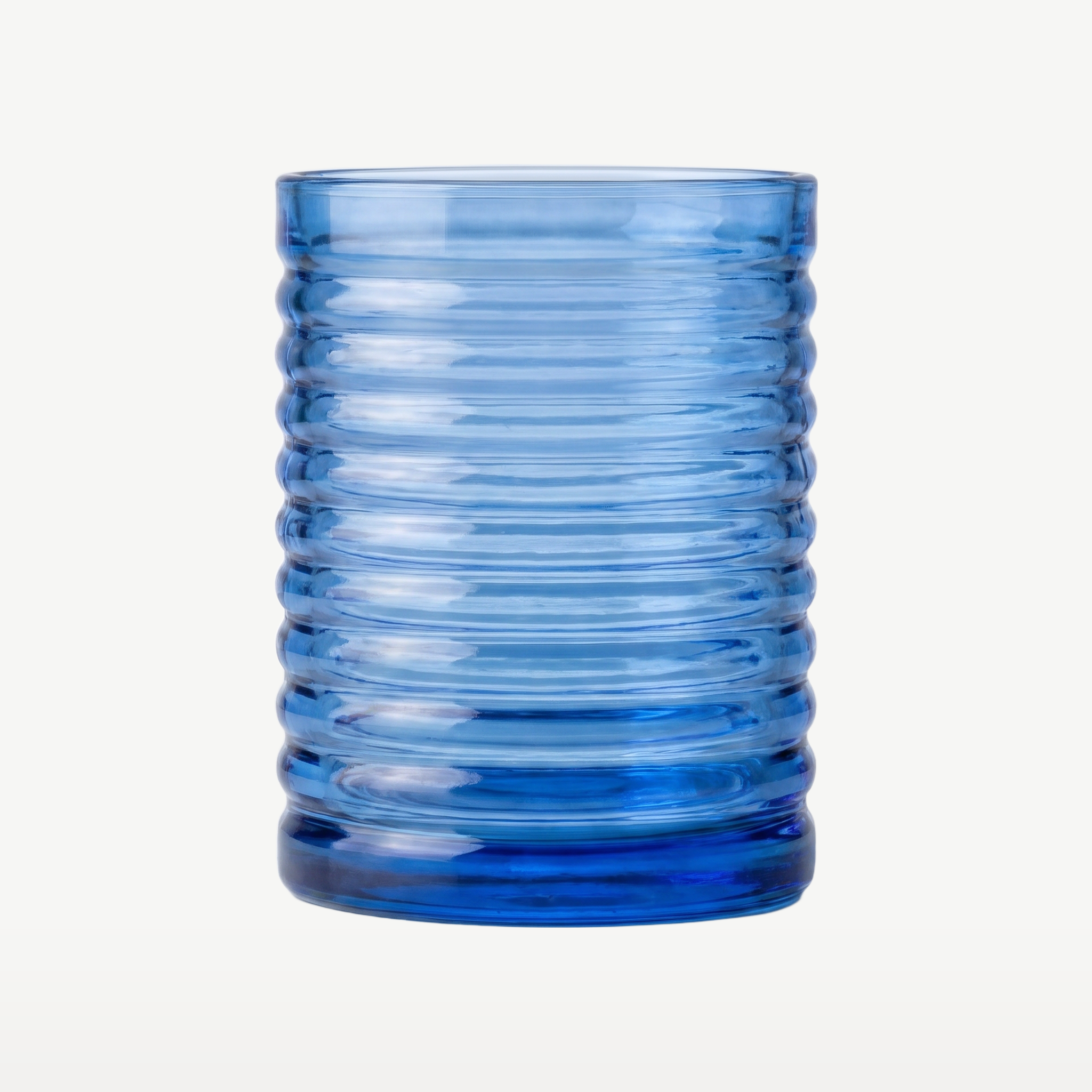 J-Line Waterglas 28 Cl Geribbeld Kobaltblauw leeg - Glazen.nl