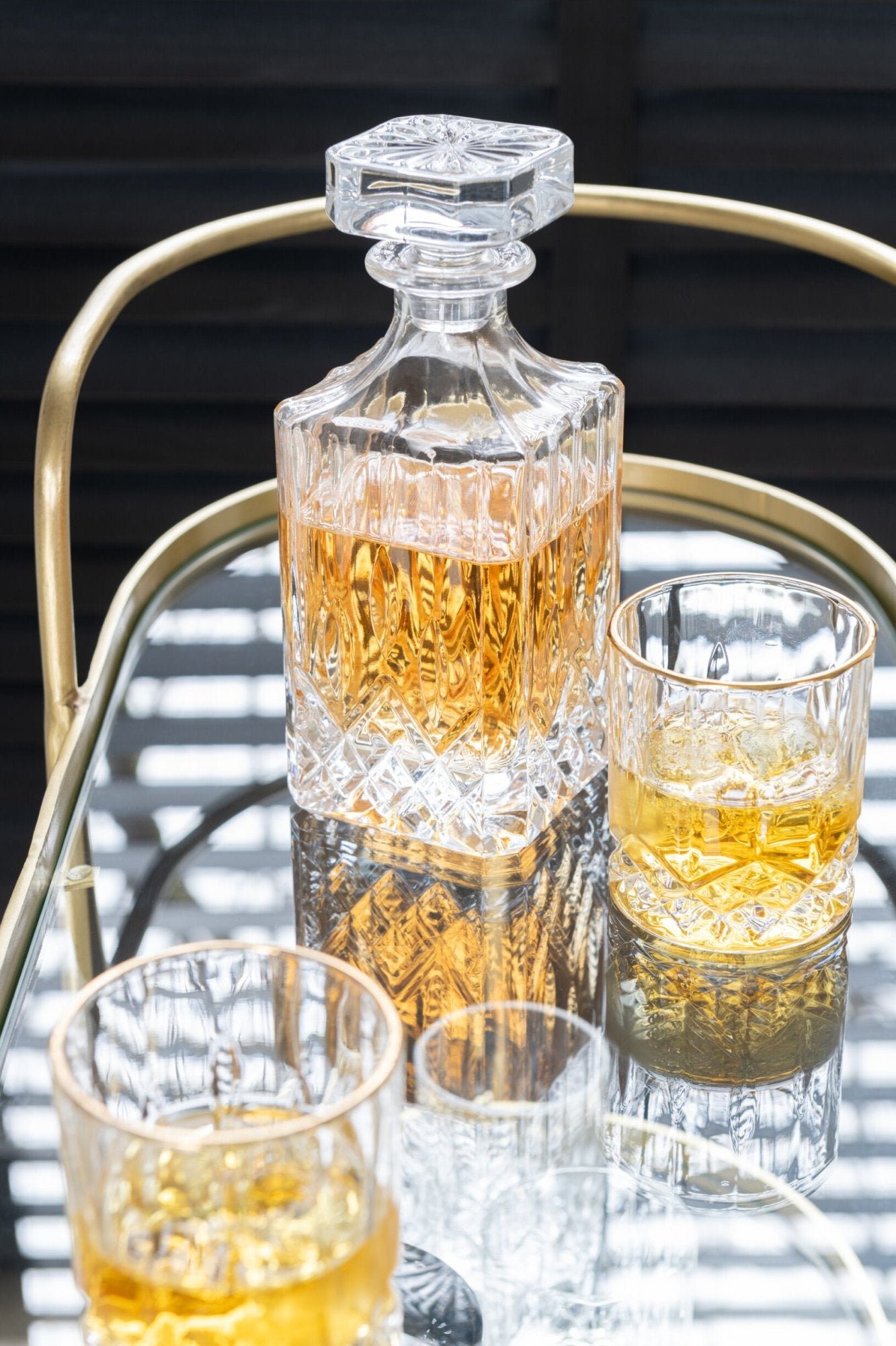 J-Line Franco Waterglas 32 Cl Goud/Transparant