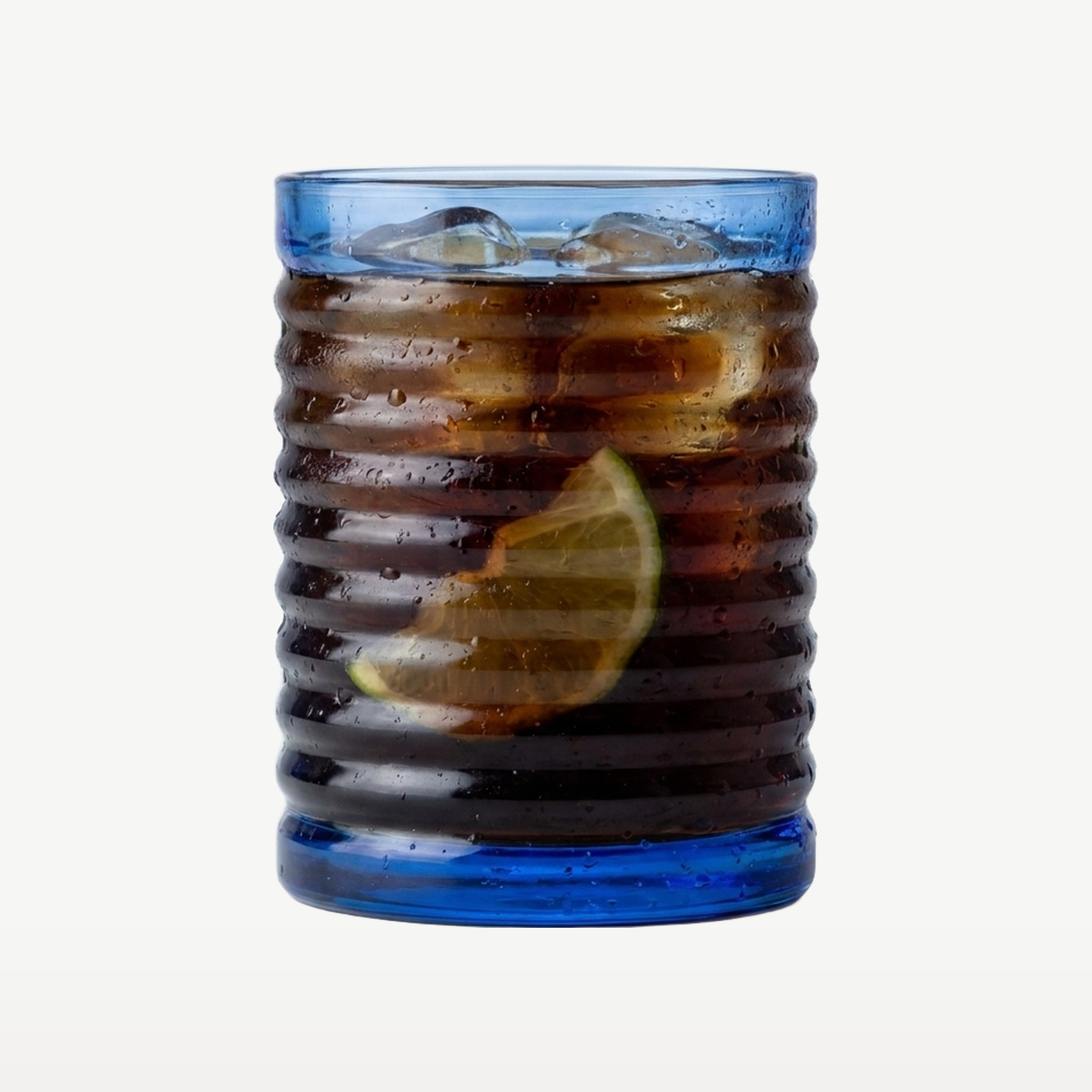 J-Line Waterglas 28 Cl Geribbeld Kobaltblauw - Glazen.nl