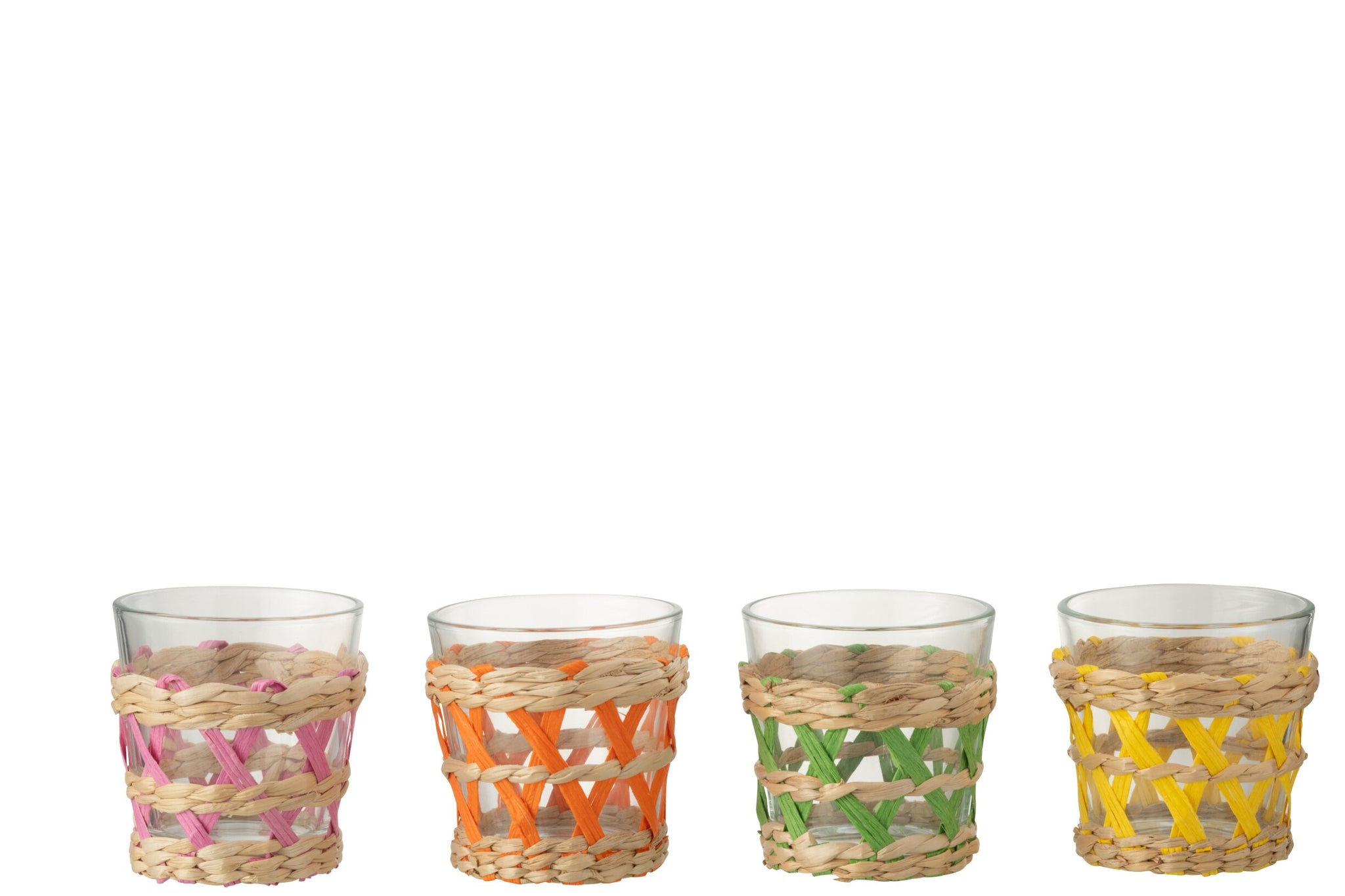 J-Line Waterglas 18,5 Cl Gevlochten Klein Assorti - 4 Stuks