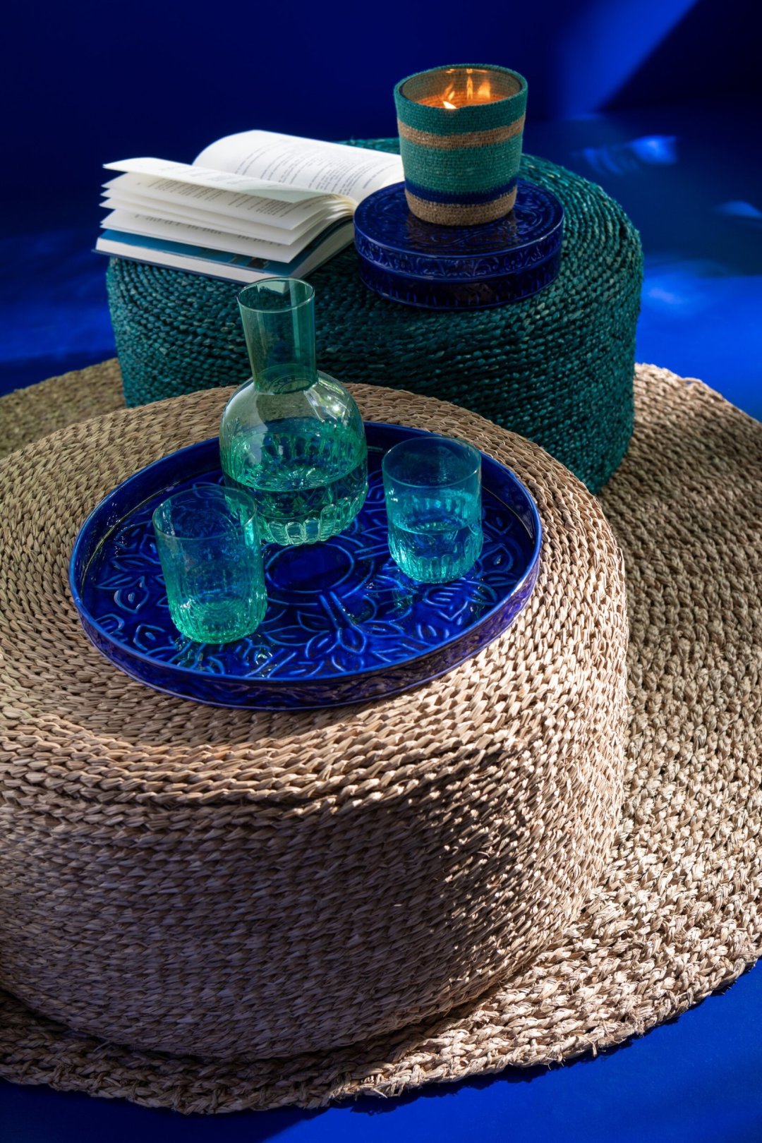 J-Line Maya Waterglas 32 Cl Turquoise - 4 Stuks