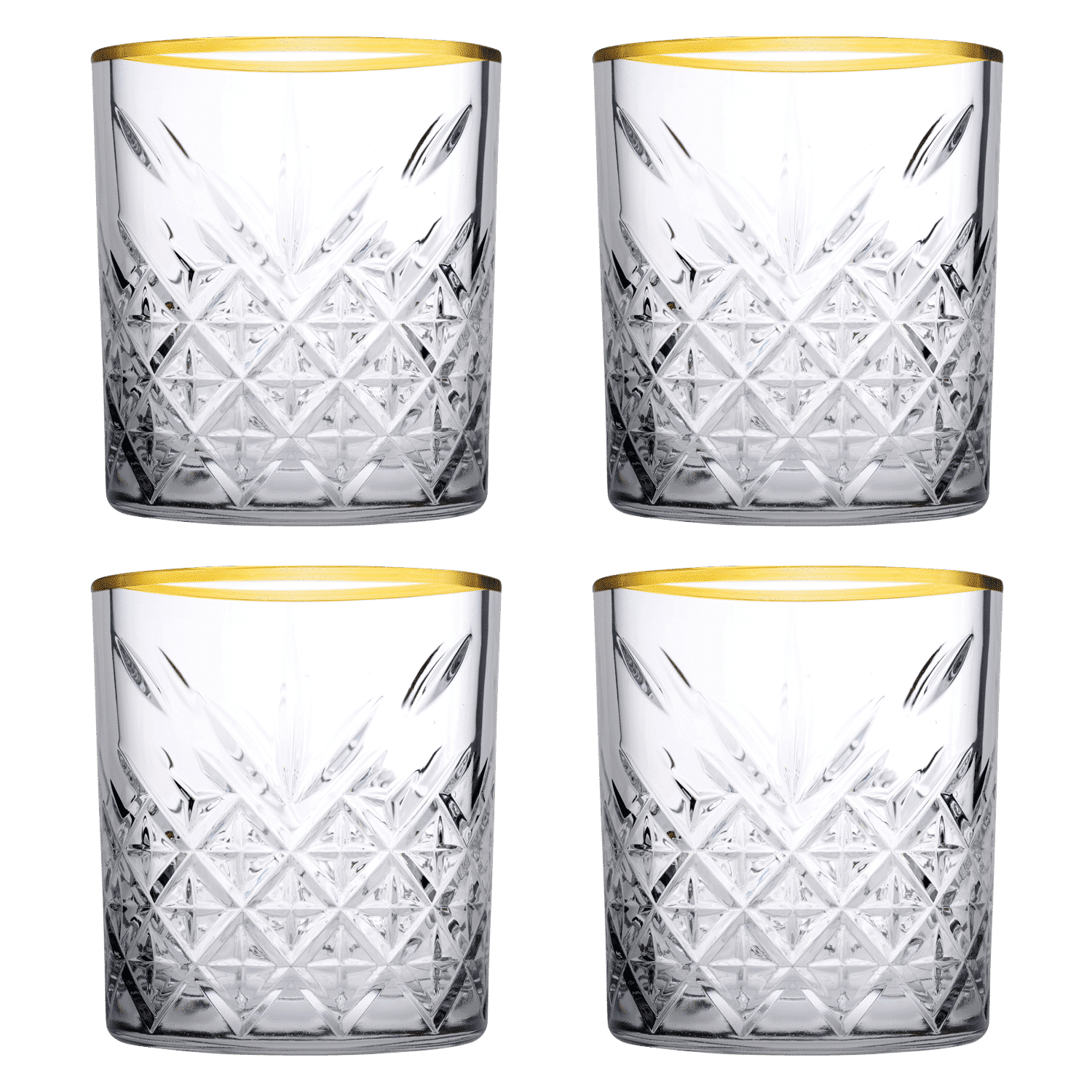 Pasabahce Timeless Tumbler 35,5 Cl Gouden Rand - 4 Stuks - Glazen.nl