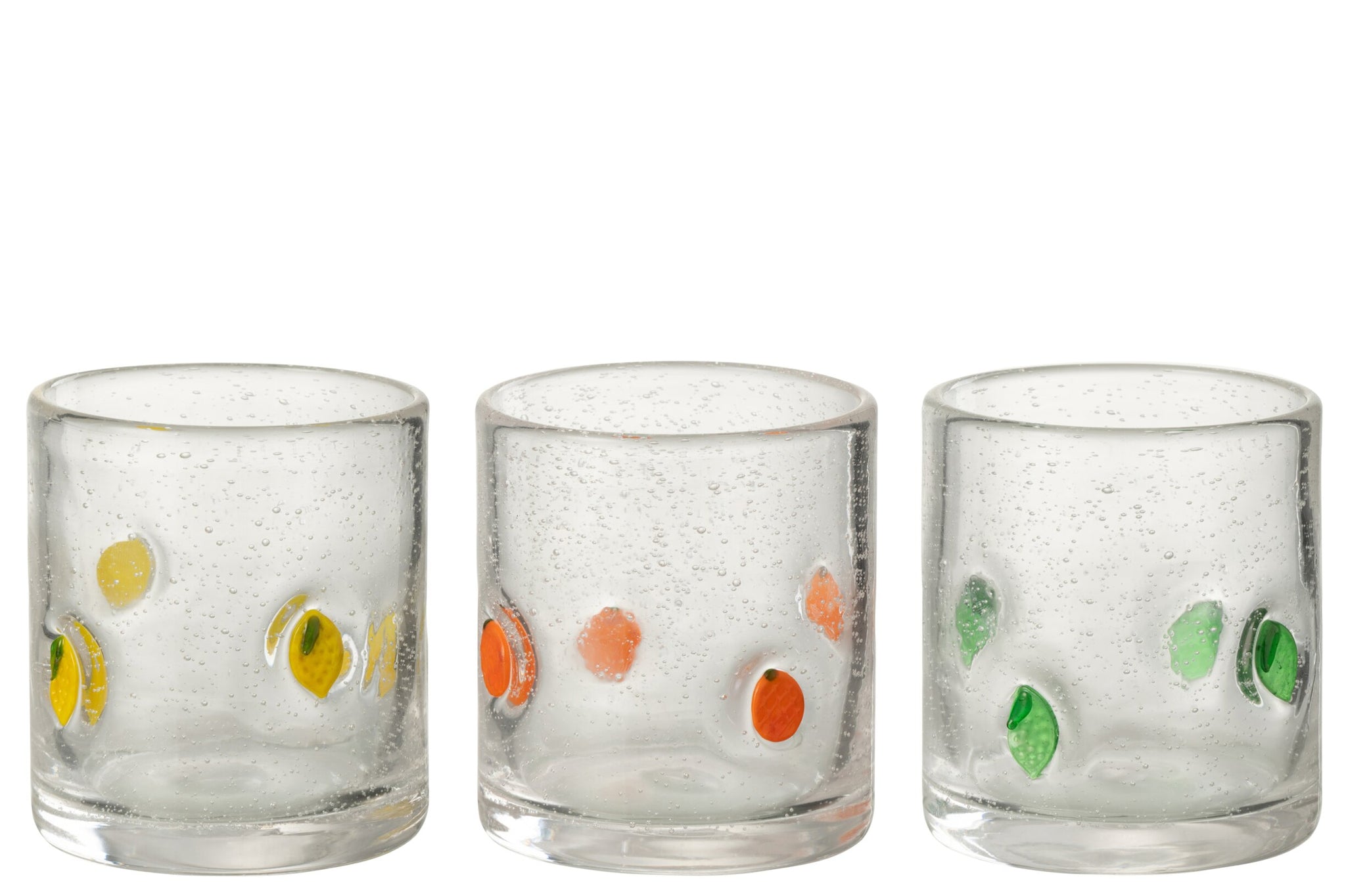 J-Line Waterglas Citrusfruit Klein Assorti - 3 Stuks