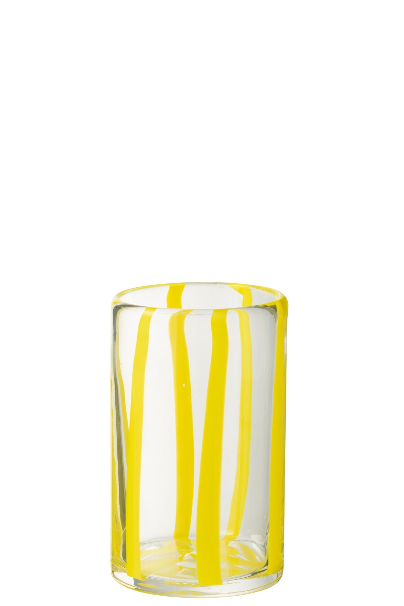 J-Line Waterglas Gestreept Transparant/Geel