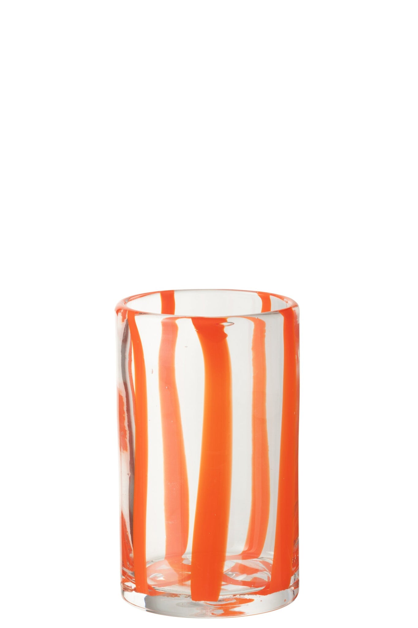 J-Line Waterglas Gestreept Transparant/Oranje