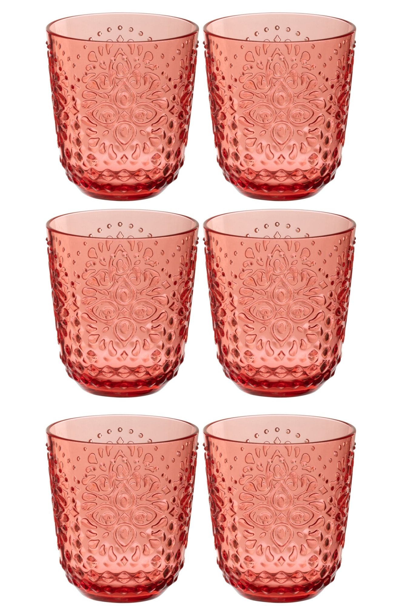 J-Line Water Glass Unbreakable Red - 6 Pieces