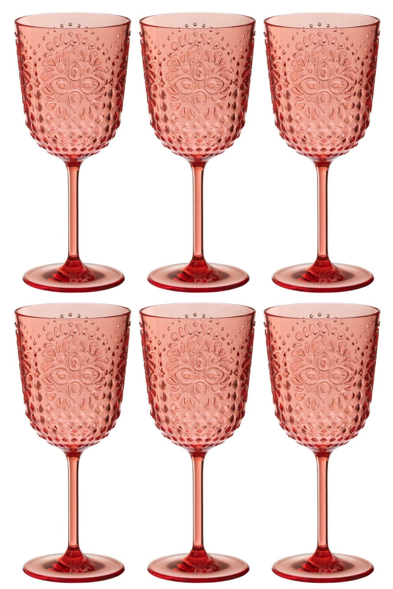 J-Line Wijnglas 41,4 Cl Kunststof Rood - 6 Stuks