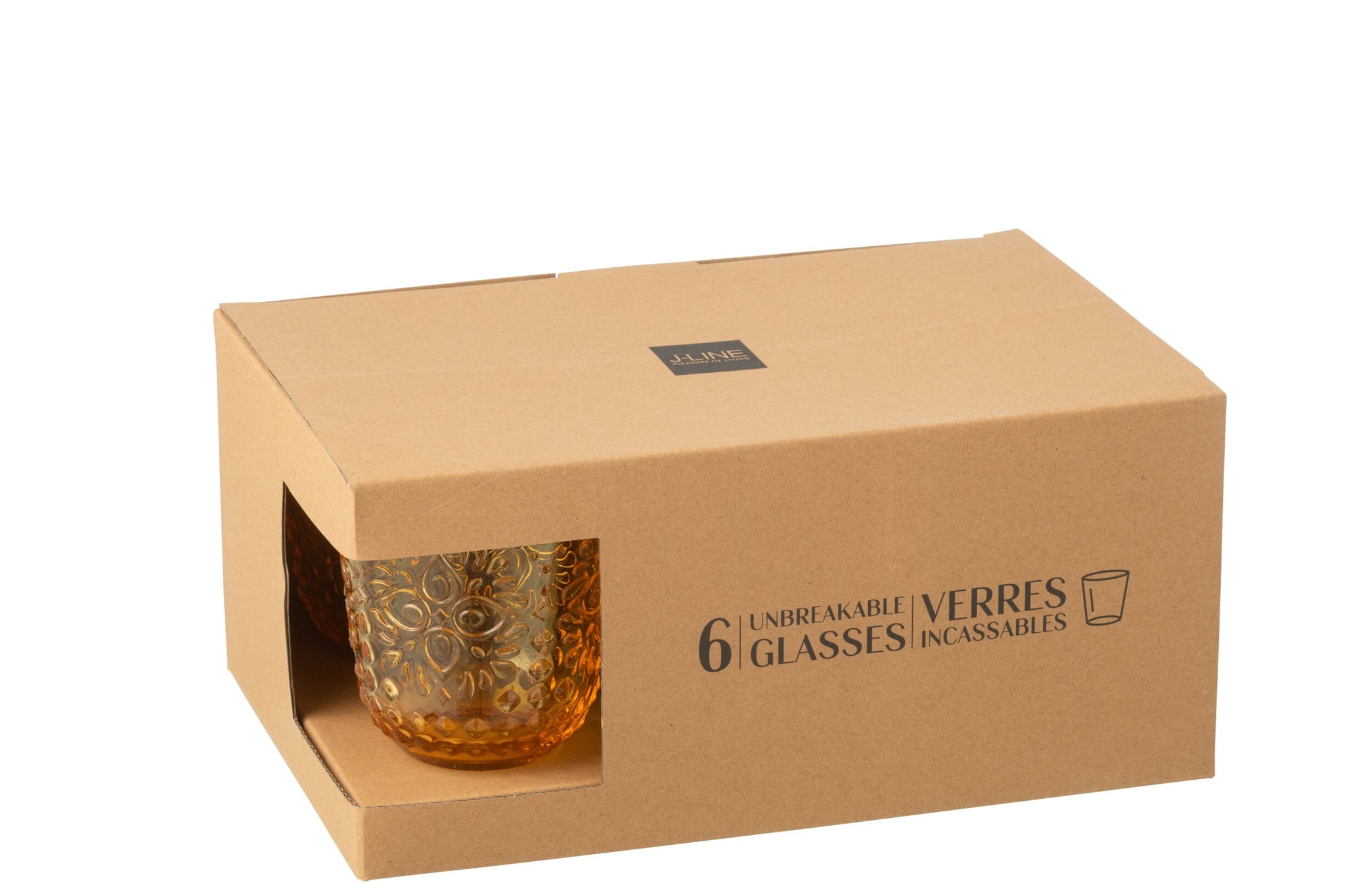 J-Line Waterglas 47,3 Cl Onbreekbaar Geel - 6 Stuks