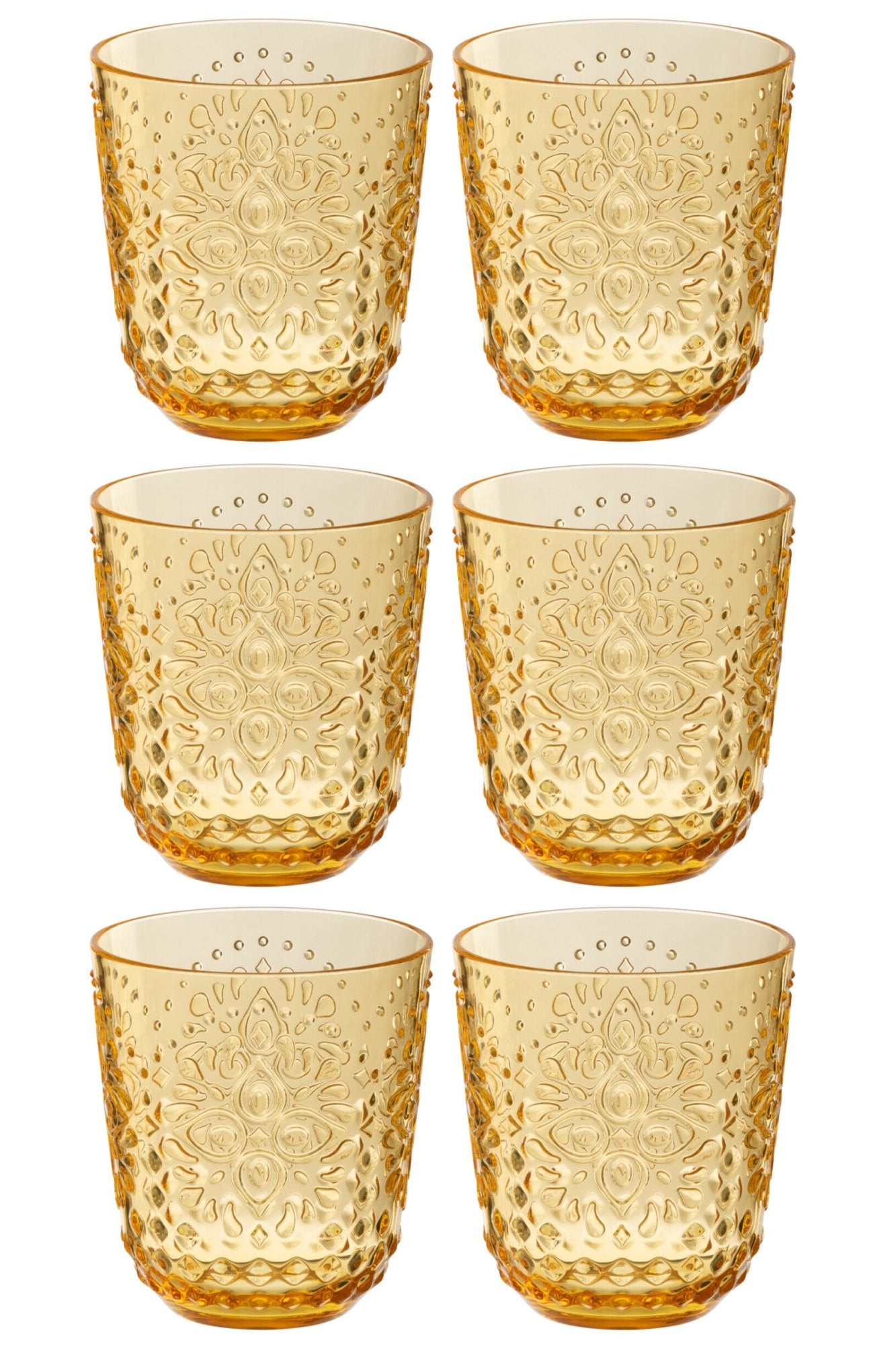 J-Line Waterglas 47,3 Cl Onbreekbaar Geel - 6 Stuks
