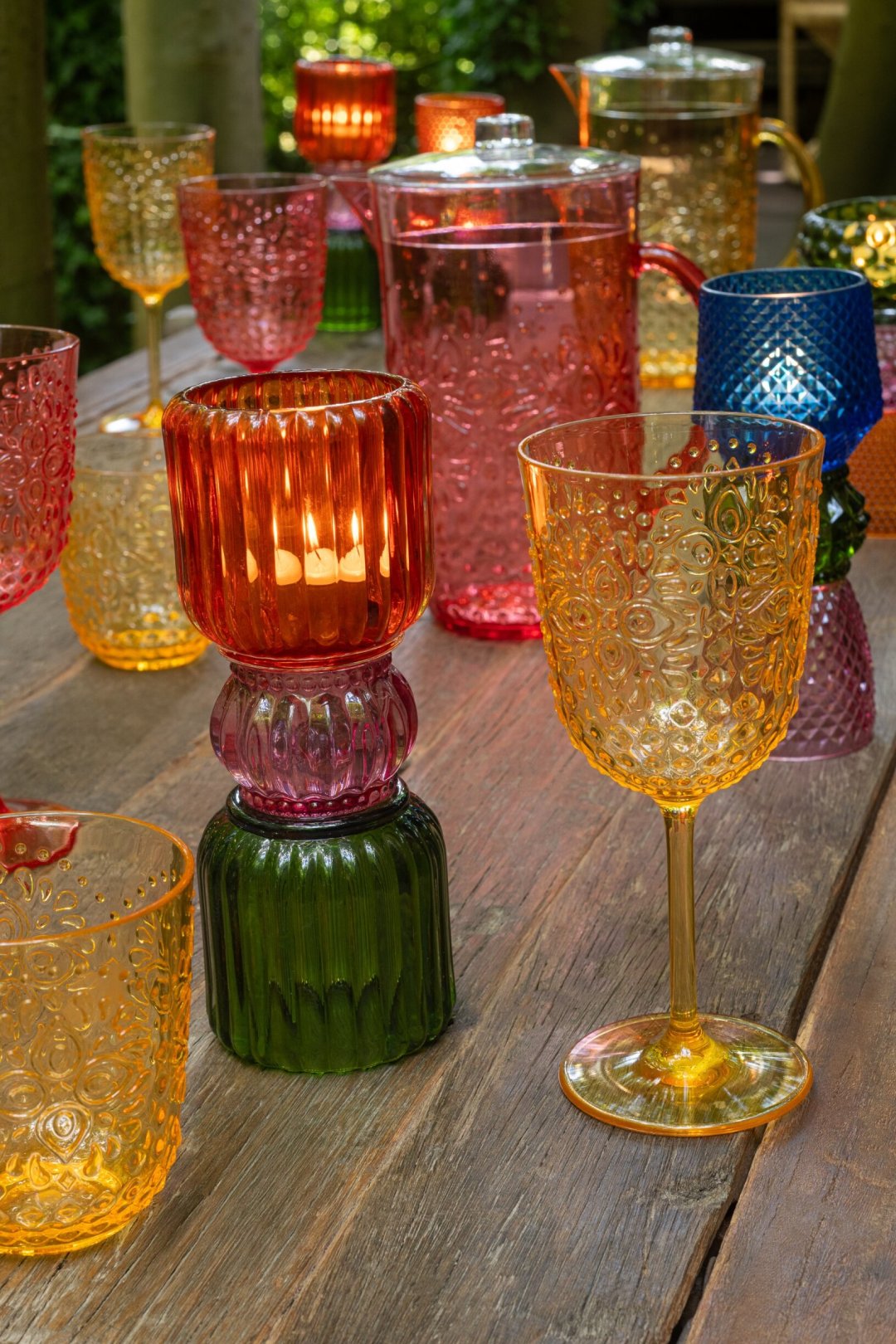 J-Line Wijnglas 41,4 Cl Kunststof Geel - 6 Stuks