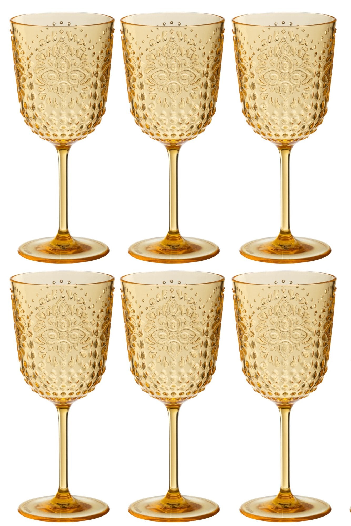 J-Line Wijnglas 41,4 Cl Kunststof Geel - 6 Stuks