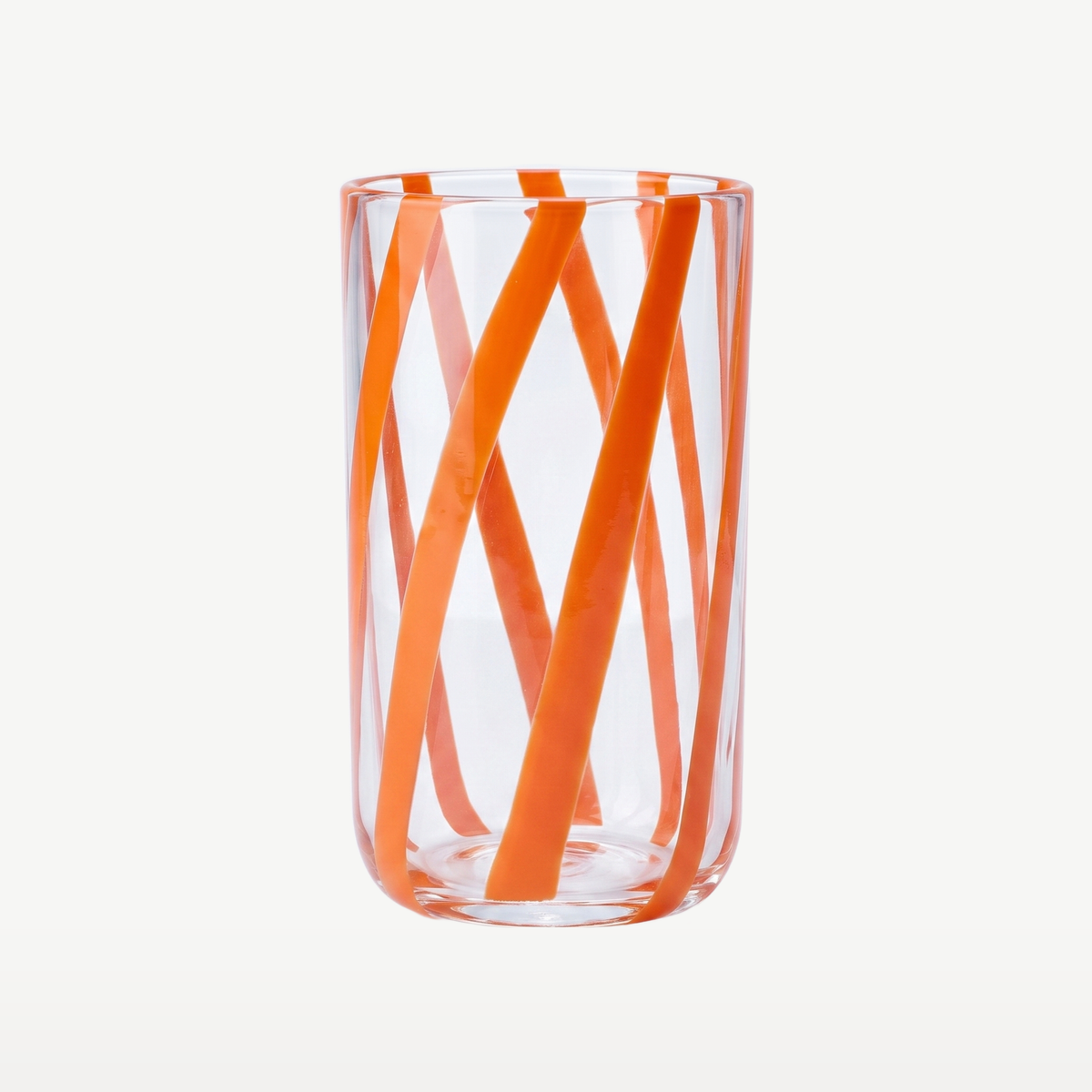 J-Line Waterglas Gestreept Transparant/Oranje leeg - Glazen.nl