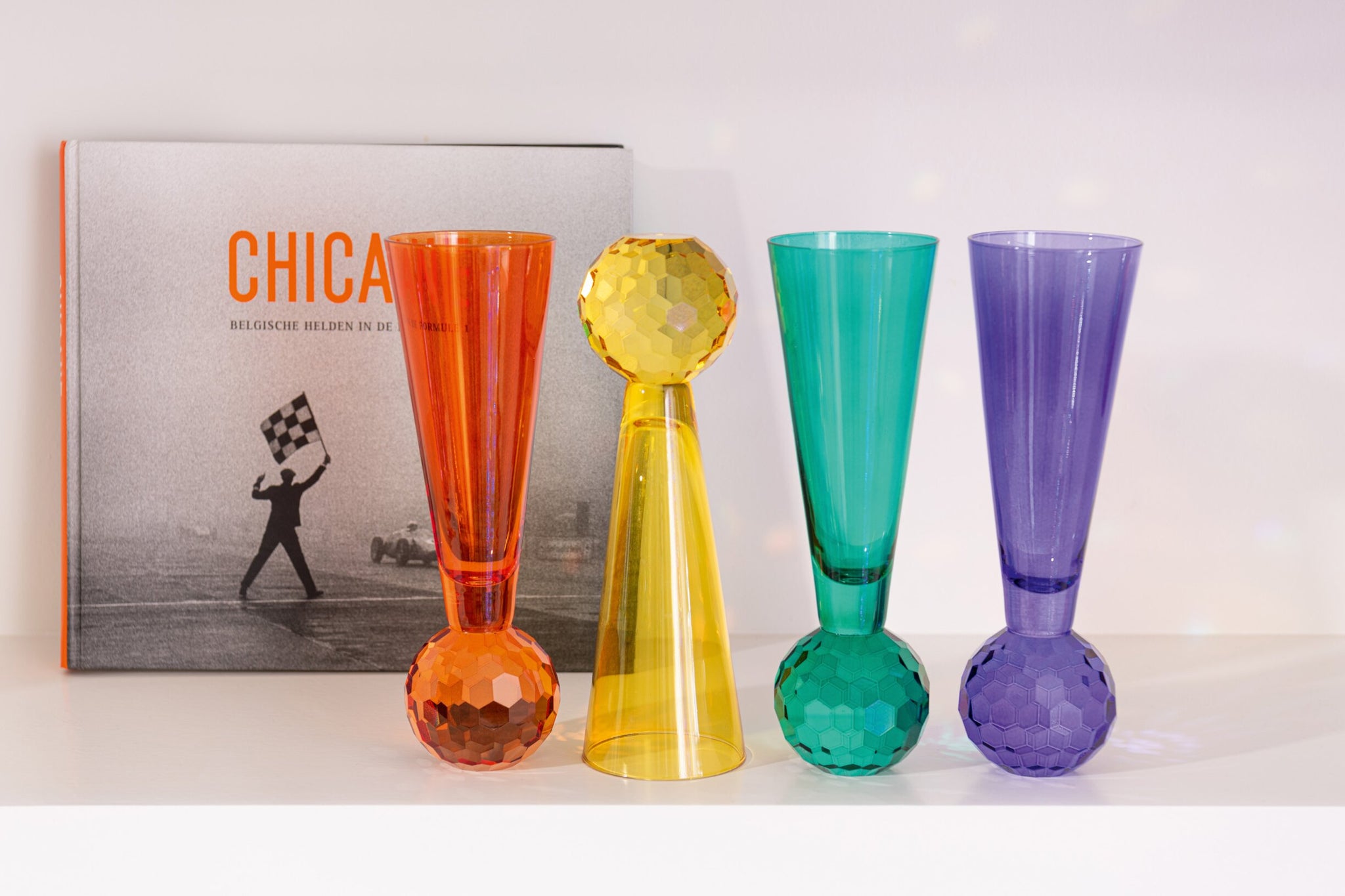 J-Line Champagne Glass Globe Yellow/Orange Assorted - 3 Pieces