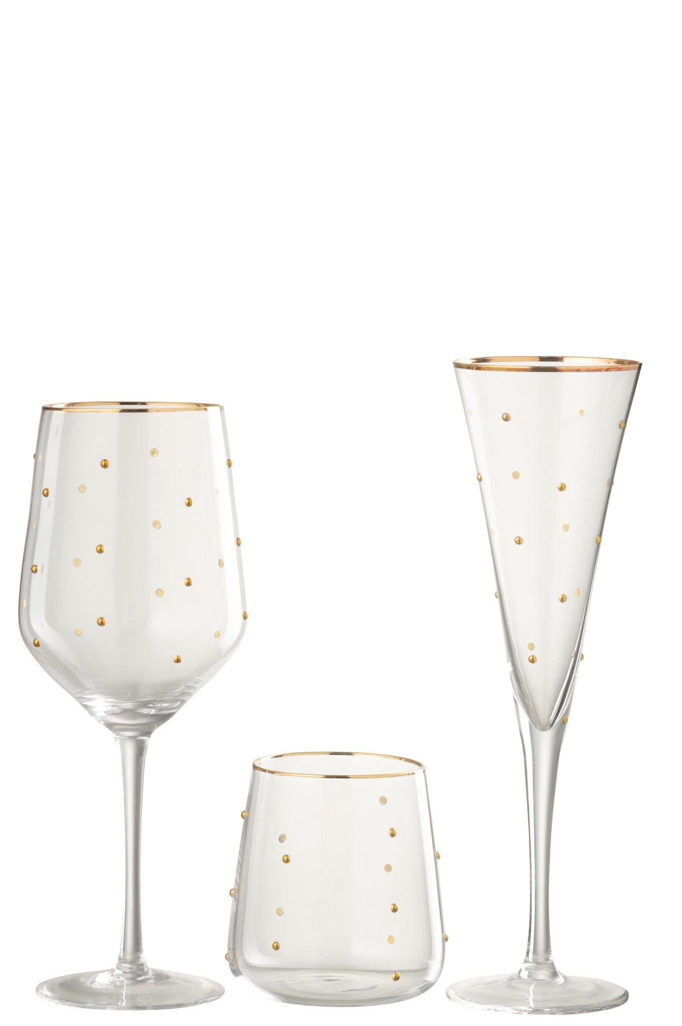 J-Line Champagneglas 23,6 Cl Stippen Transparant/Goudkleurig