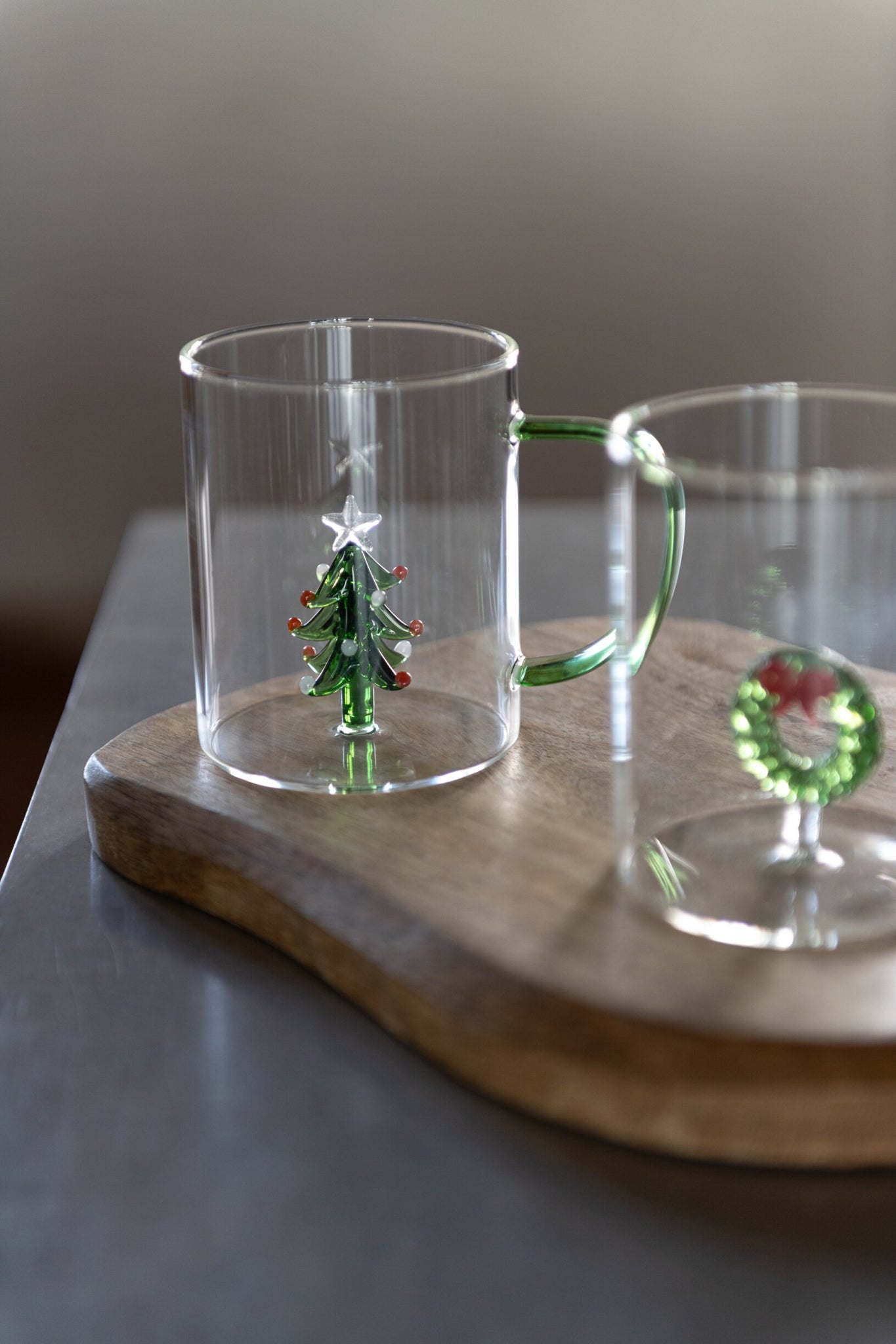 J-Line Water Glass 42 Cl Christmas Tree Transparent/Assorted