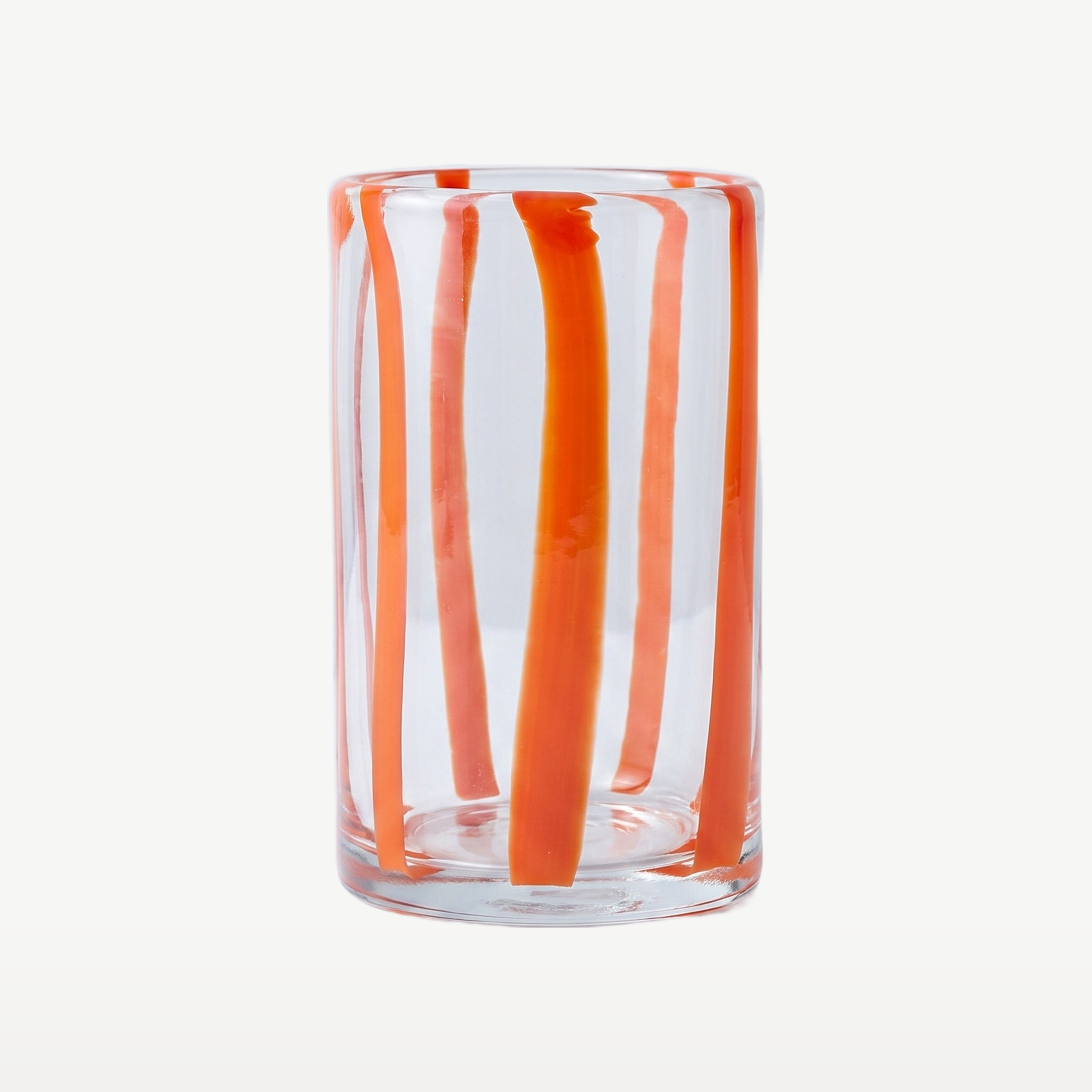 J-Line Waterglas Gestreept Transparant/Oranje leeg - Glazen.nl