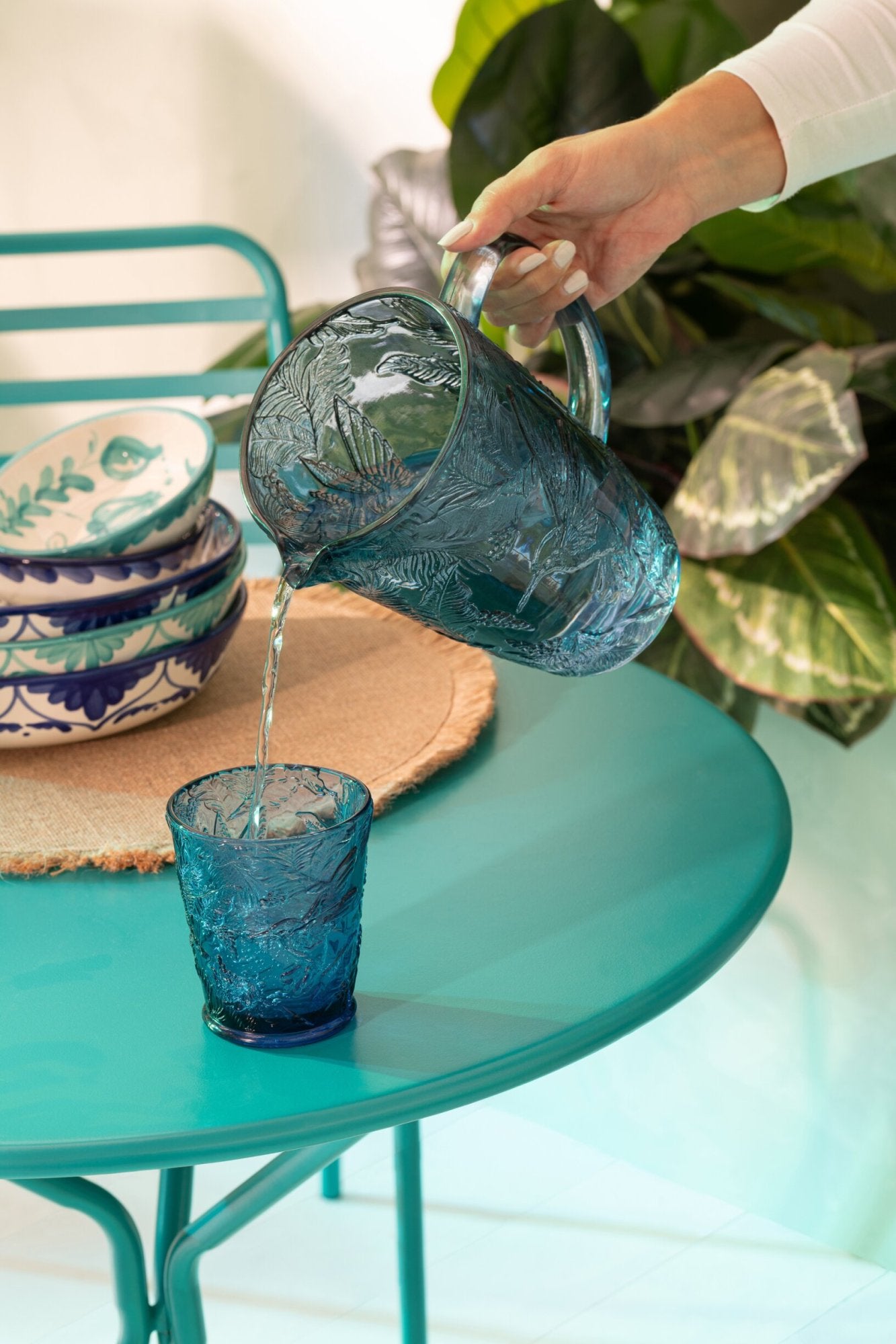 J-Line Waterglas Vogels Blauw