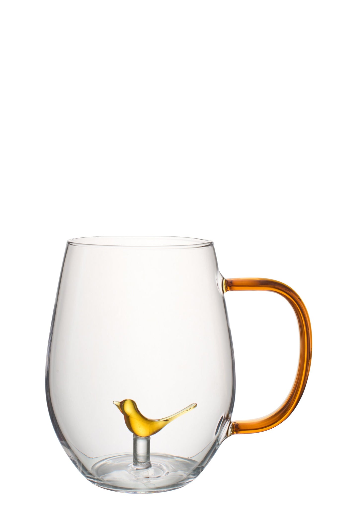 J-Line Waterglas 35 Cl Vogel met Oor Okergeel/Transparant