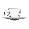 Luigi Bormioli Thermic Glass Espressoglas 6,5 Cl Met Rvs Schotel - 2 Stuks