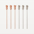 Bar Professional Speakeasy Pineapple Cocktail Picks Stainless Steel and Copper 6-Piece