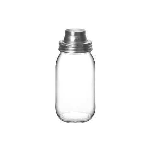 Glazen mason jar cocktailshaker met rvs deksel