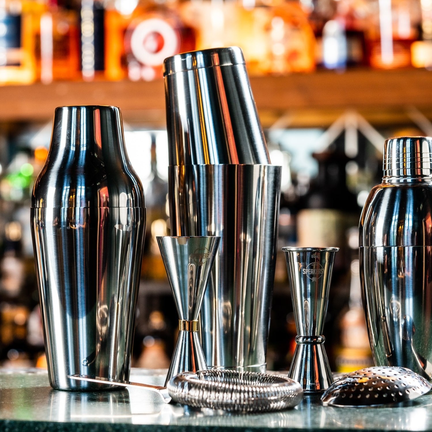 Speakeasy Cocktail Set Rvs - 4 - Delig - Glazen.nl