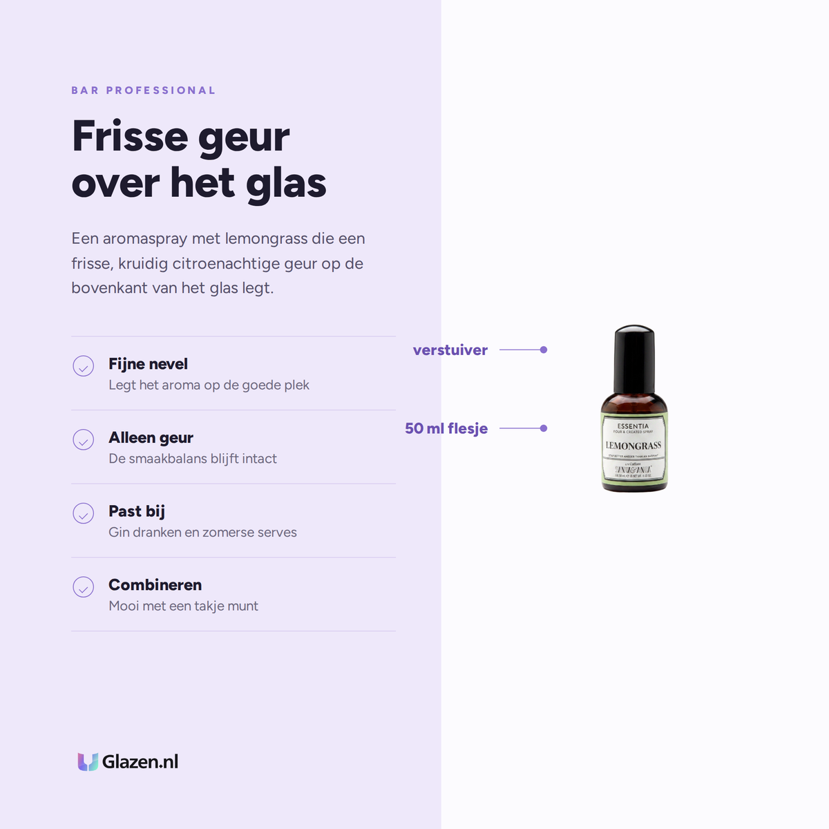 Eigenschappen van de Essentia lemongrass aromaspray van 50 ml