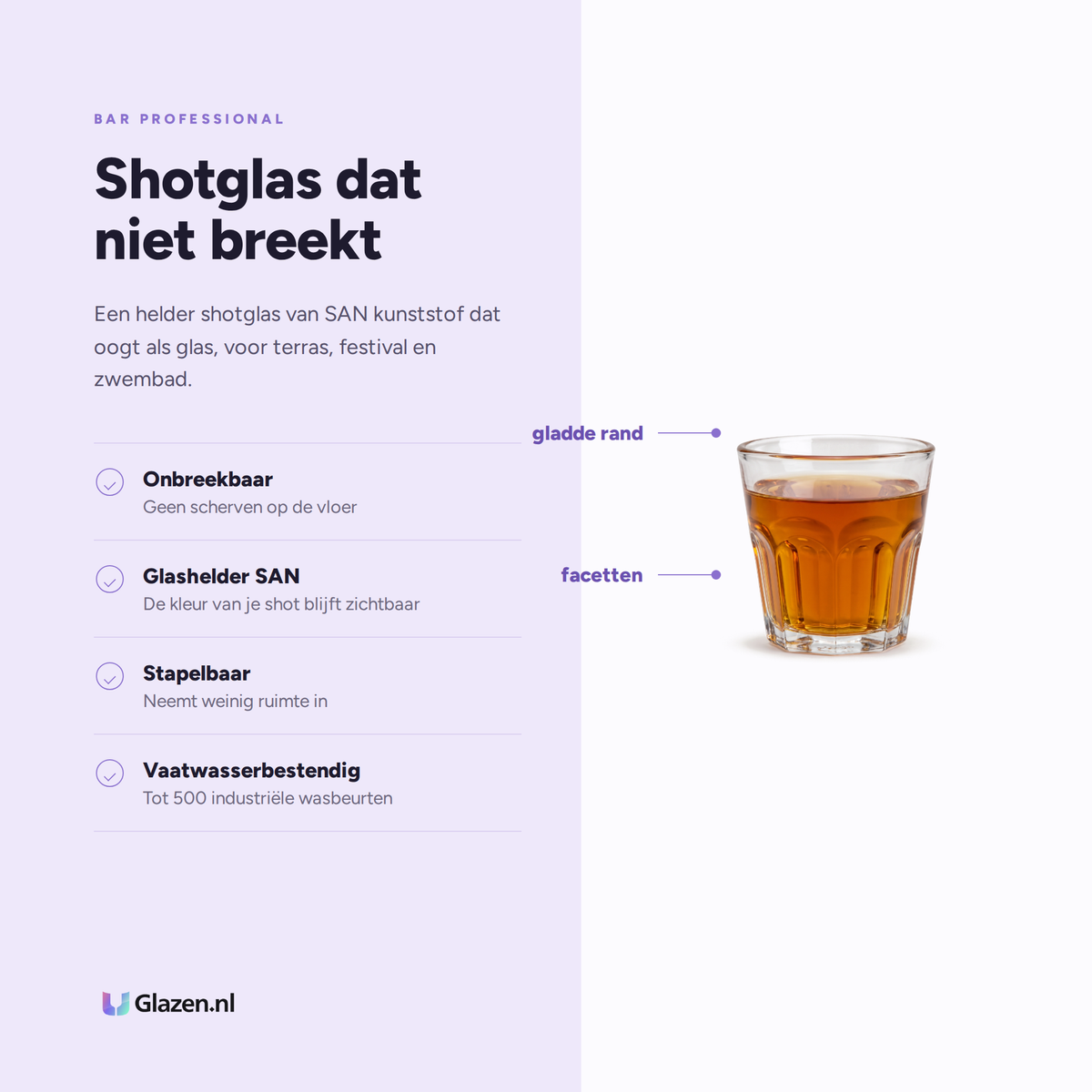 Eigenschappen van de Bar Professional Shotglas SAN Transparant 4 Cl - 5 Stuks