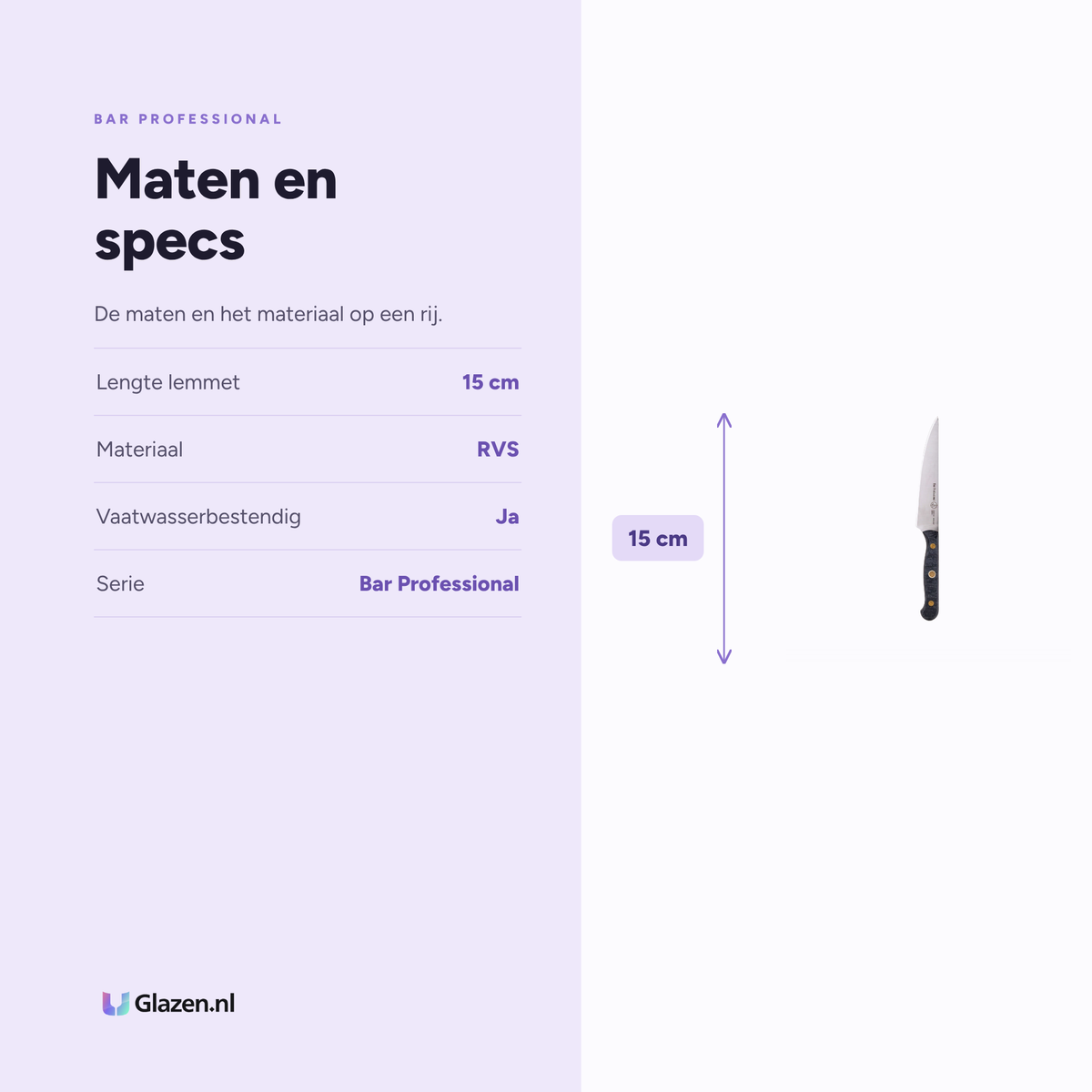 Bar Professional universeelmes 15 cm maten en specs - Glazen.nl
