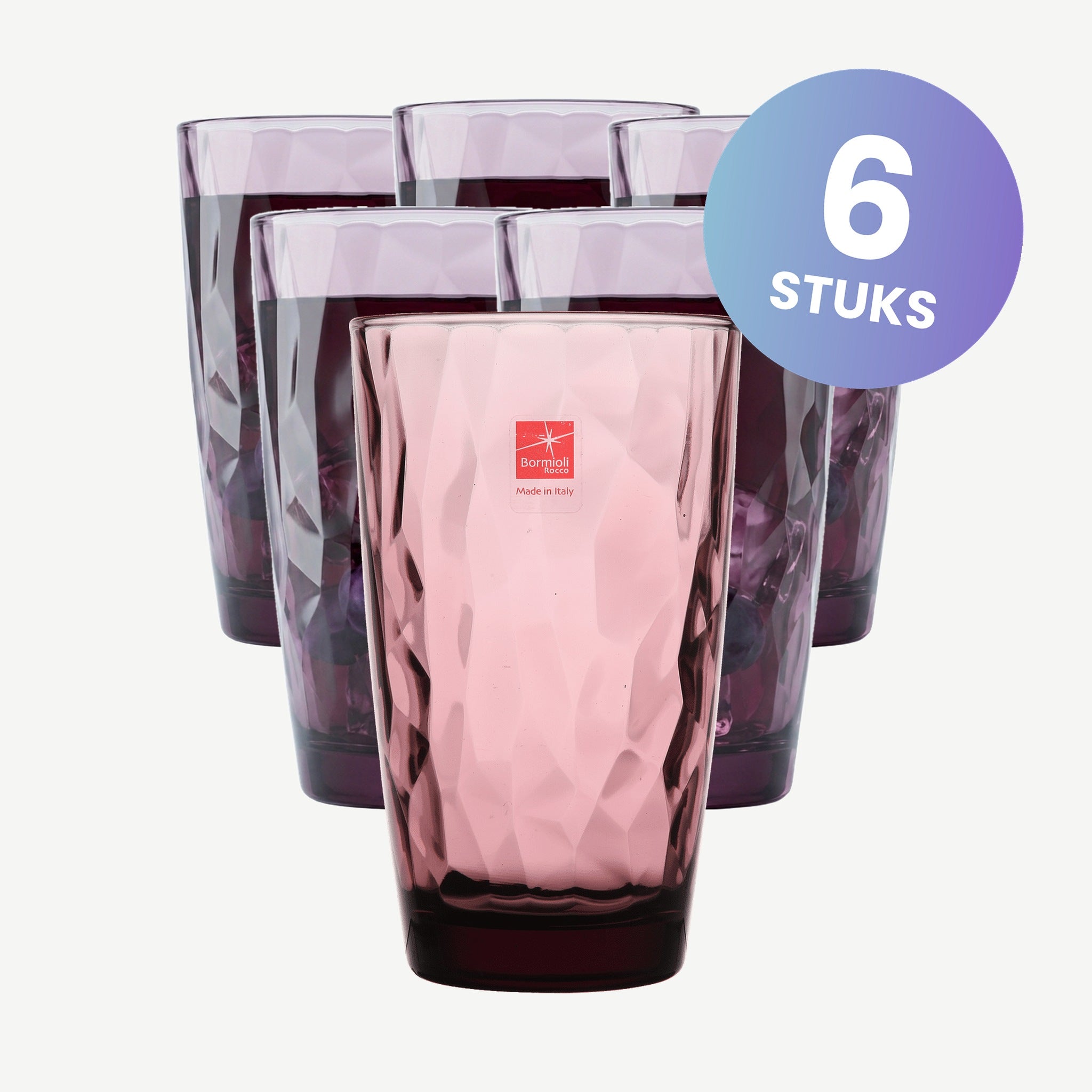 Bormioli Rocco Diamond Longdrinkglas 47 Cl Paars - set van 6 glazen