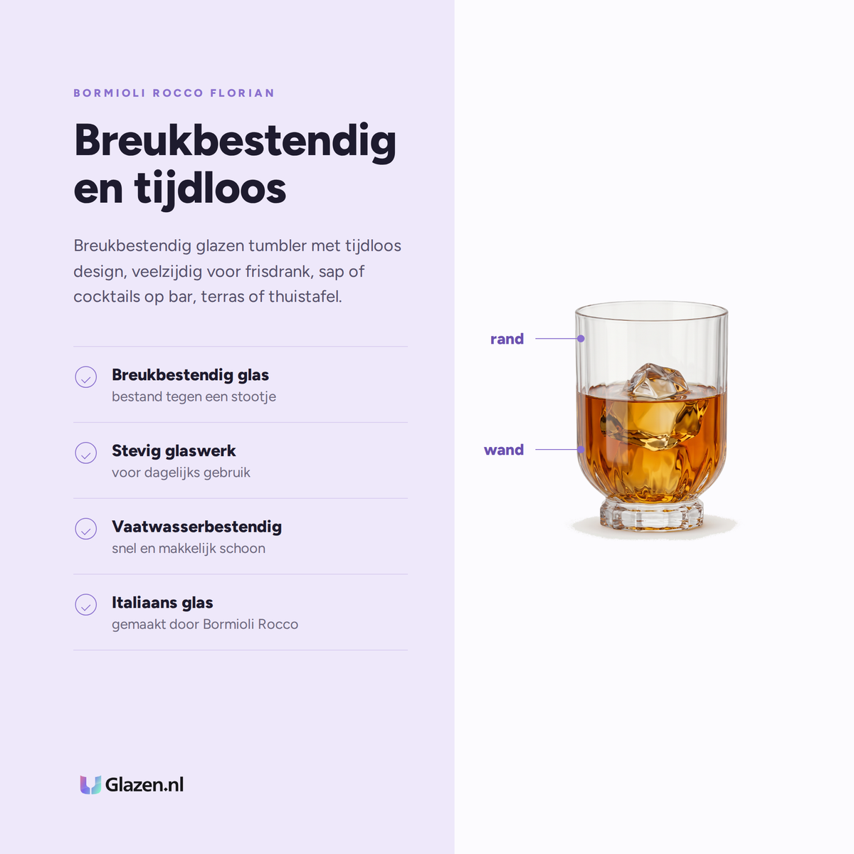 Bormioli Rocco Florian Tumbler 37,5 Cl eigenschappen: breukbestendig glas, stevig glaswerk, vaatwasserbestendig, italiaans glas
