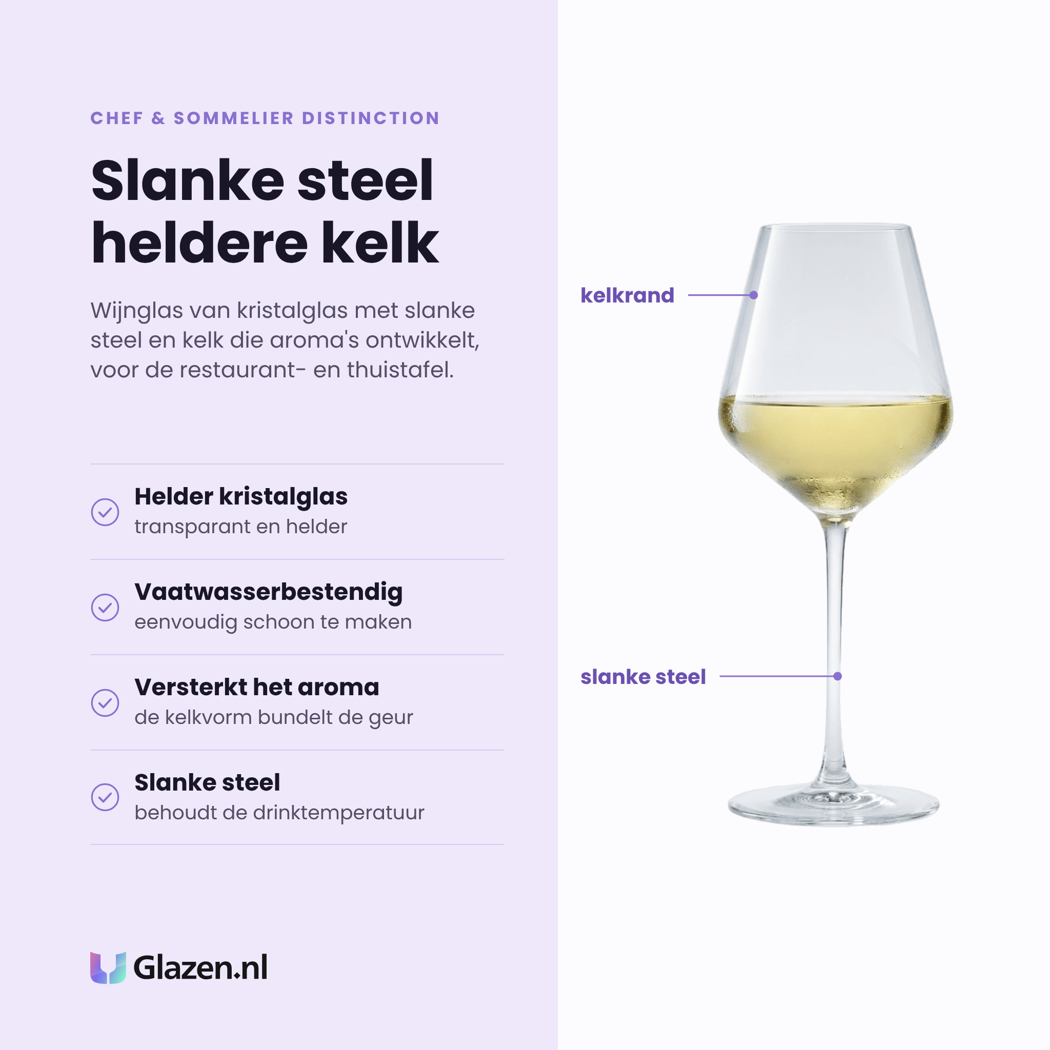 Chef & Sommelier Distinction wijnglas 28 cl eigenschappen: helder kristalglas, vaatwasserbestendig, kelkvorm versterkt het aroma, slanke steel