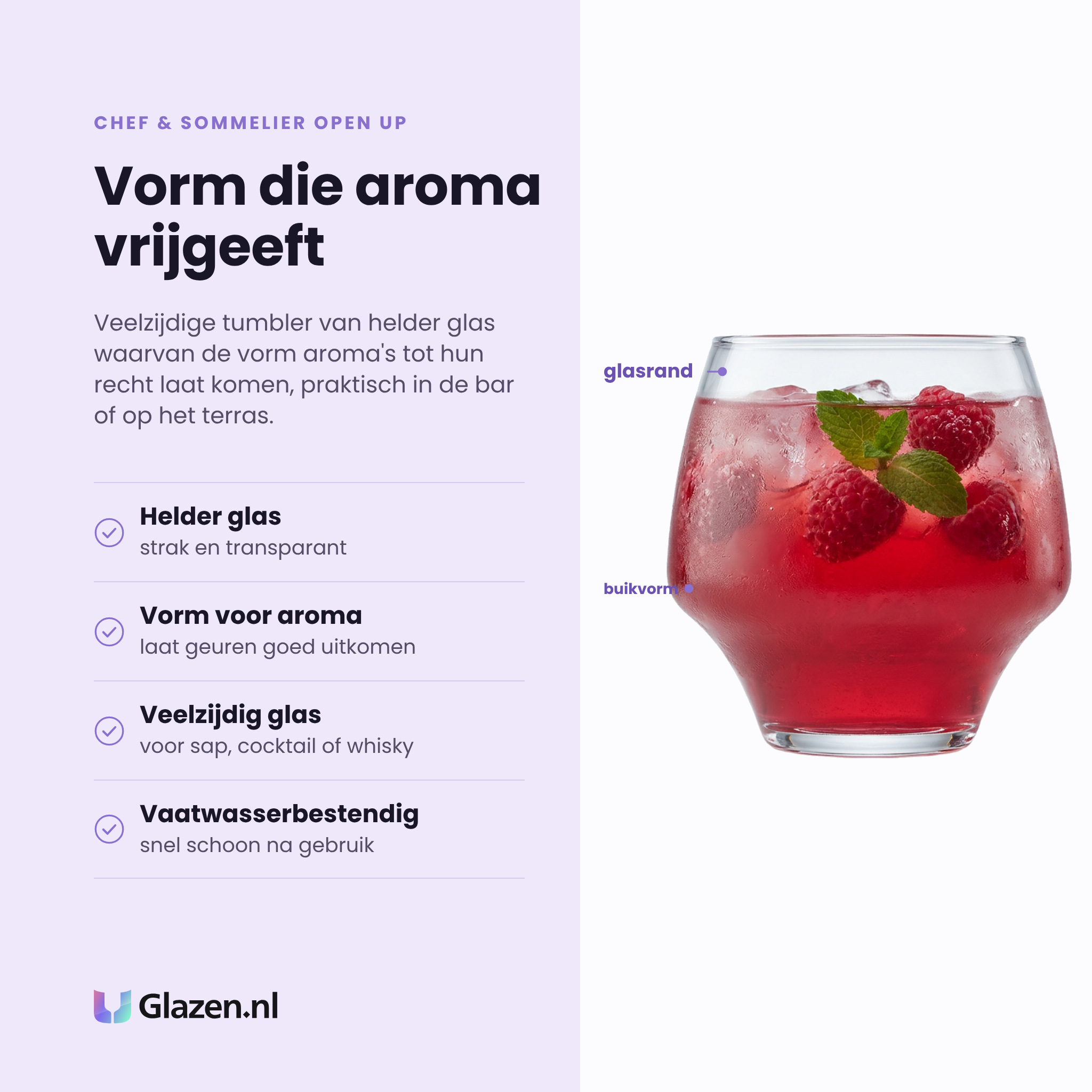 Chef & Sommelier Open Up tumbler 38 cl eigenschappen: helder glas, vorm die aroma's laat uitkomen, voor sap cocktail of whisky, vaatwasserbestendig