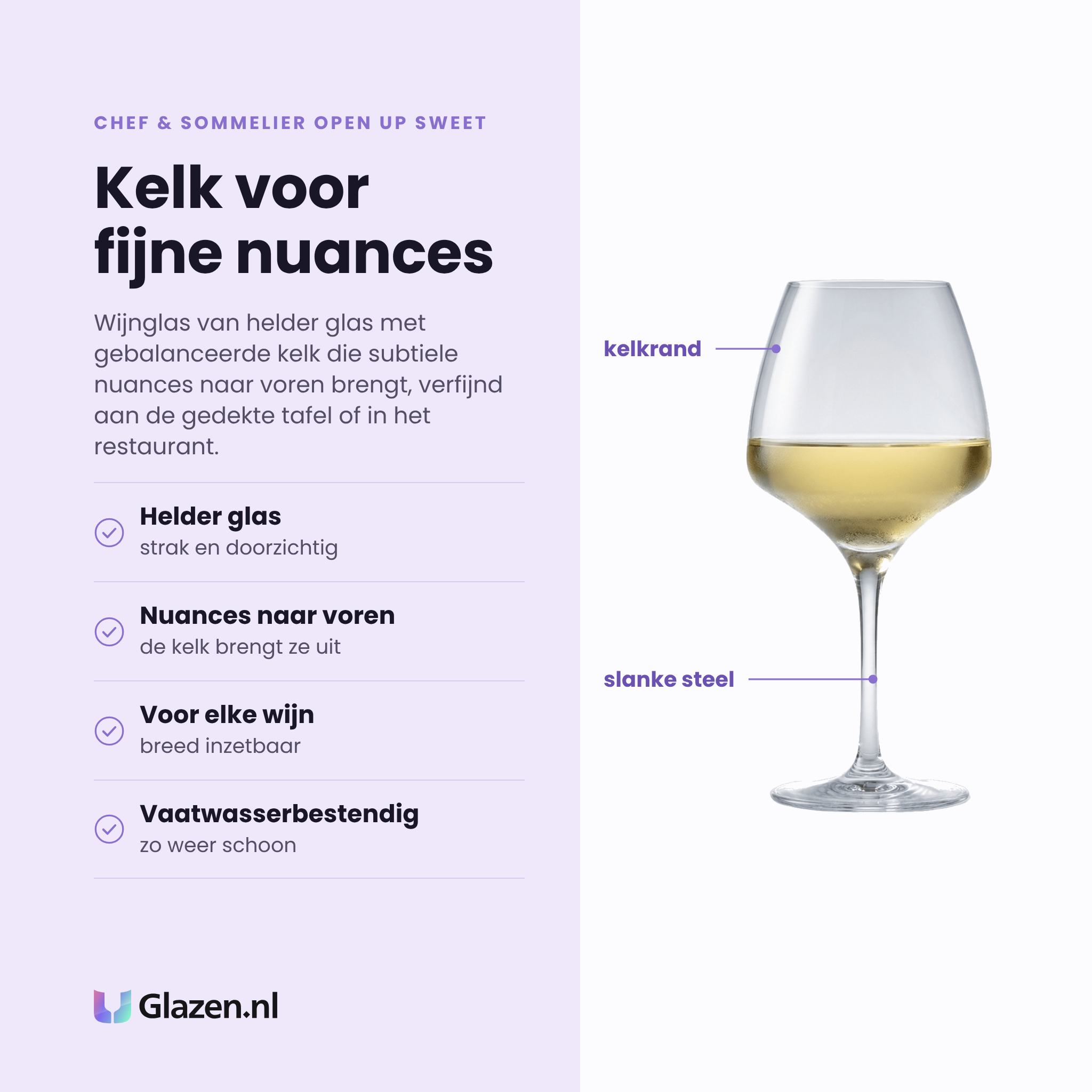 Chef & Sommelier Open Up Sweet wijnglas 27 cl eigenschappen: helder glas, nuances naar voren, voor elke wijn, vaatwasserbestendig