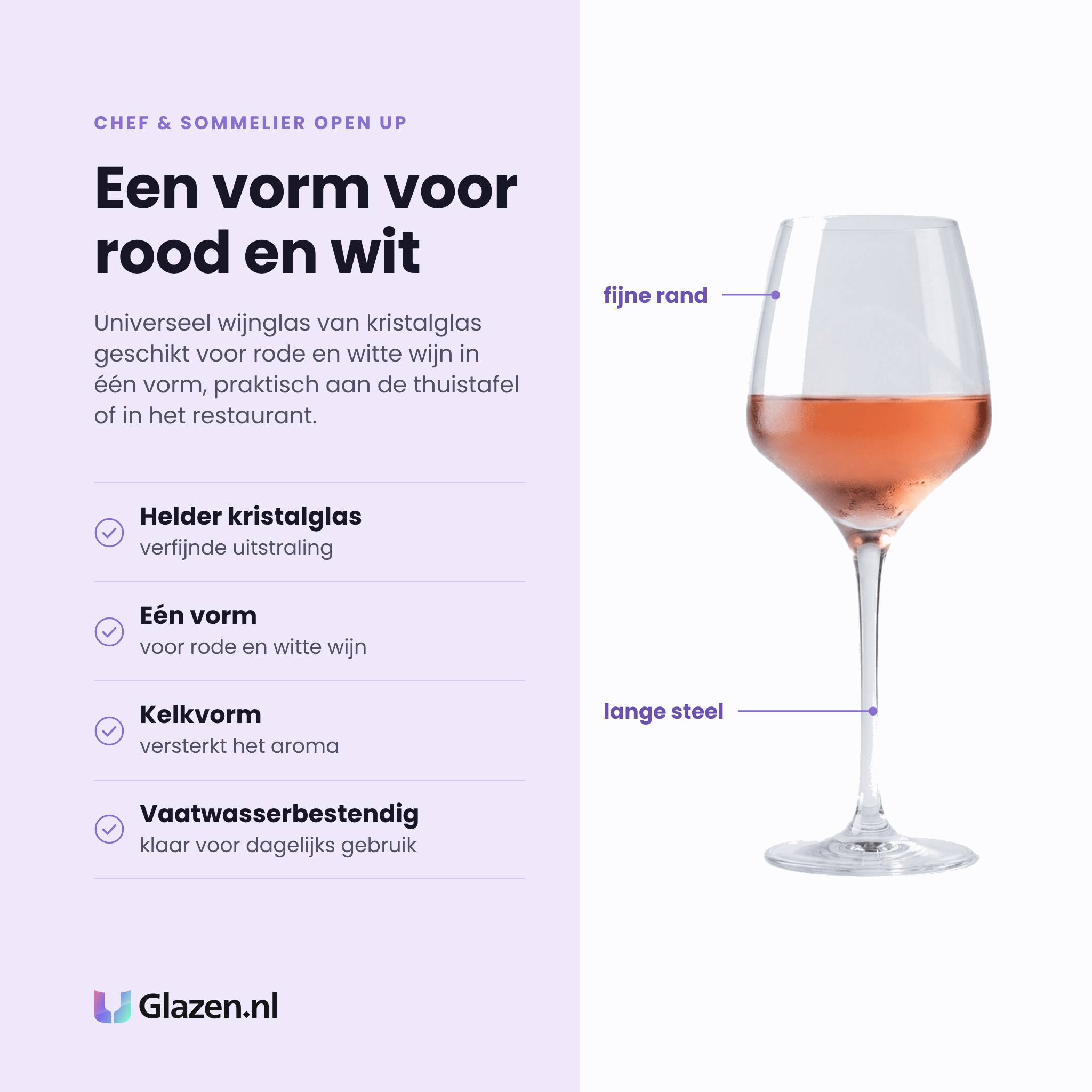 Chef & Sommelier Open Up Universal wijnglas 40 cl eigenschappen: helder kristalglas, één vorm voor rood en wit, kelk versterkt aroma, vaatwasserbestendig