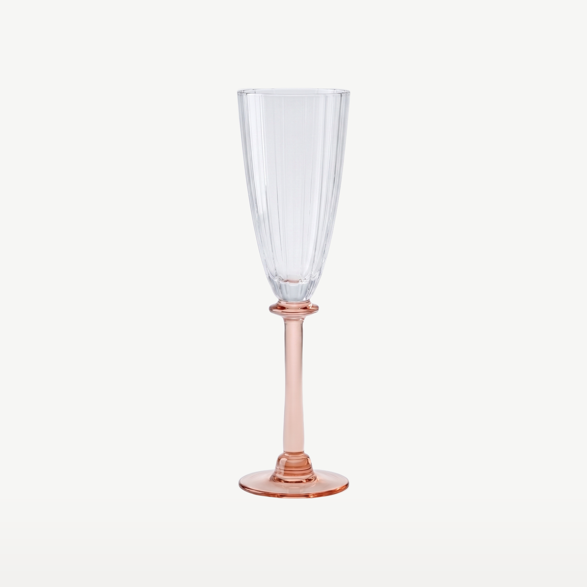 J-Line Champagneglas Gestreept Transparant/Zalmroze leeg - Glazen.nl