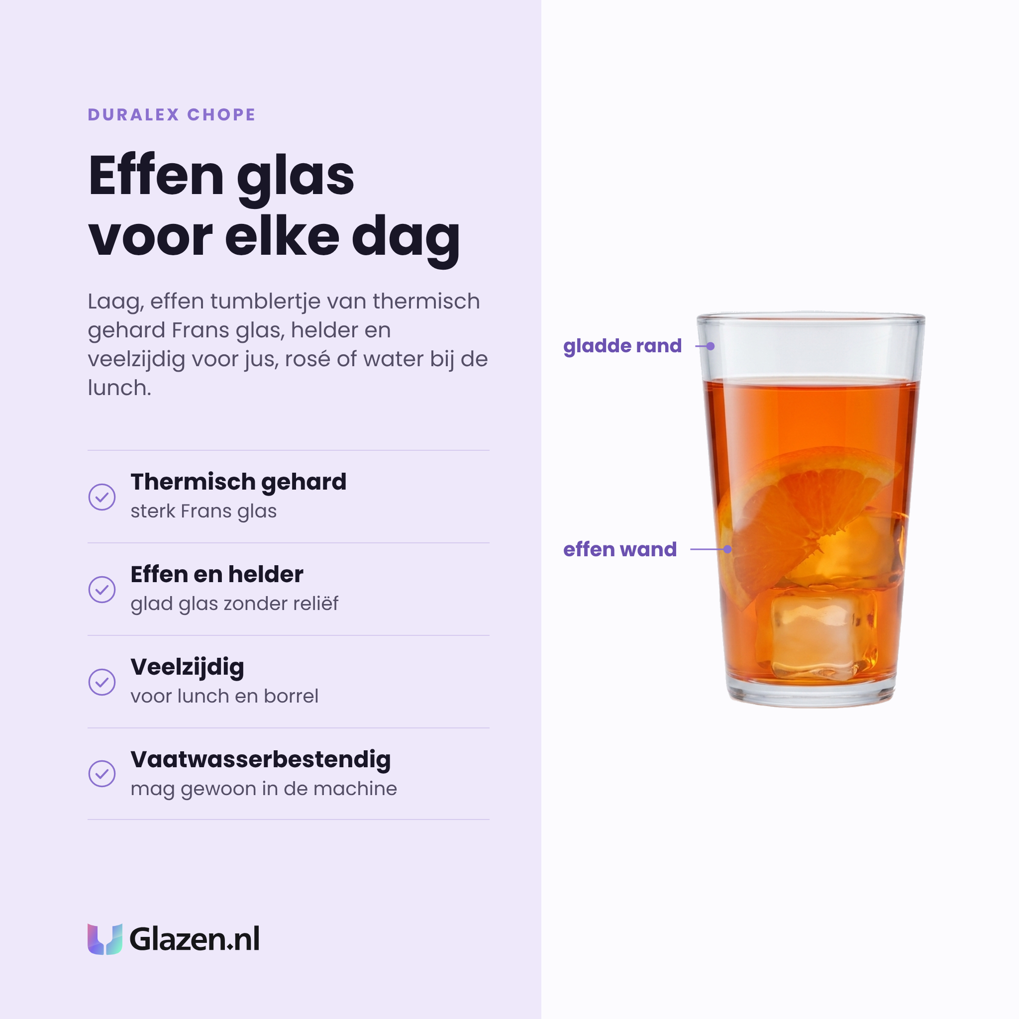 Duralex Chope tumbler 20 cl eigenschappen: thermisch gehard glas, effen en helder, veelzijdig voor lunch en borrel, vaatwasserbestendig