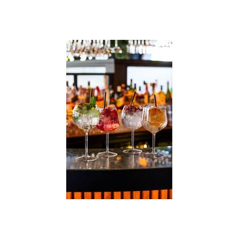 Bar Professional gin tonic glas 75 cl met gin-tonic en garnering