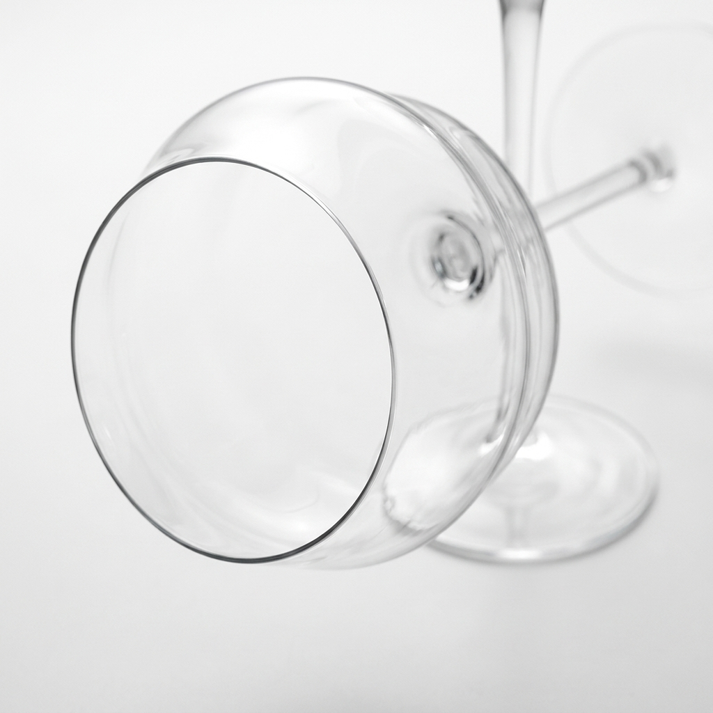 Detail close-up van rand en steel Chef & Sommelier Macaron wijnglas