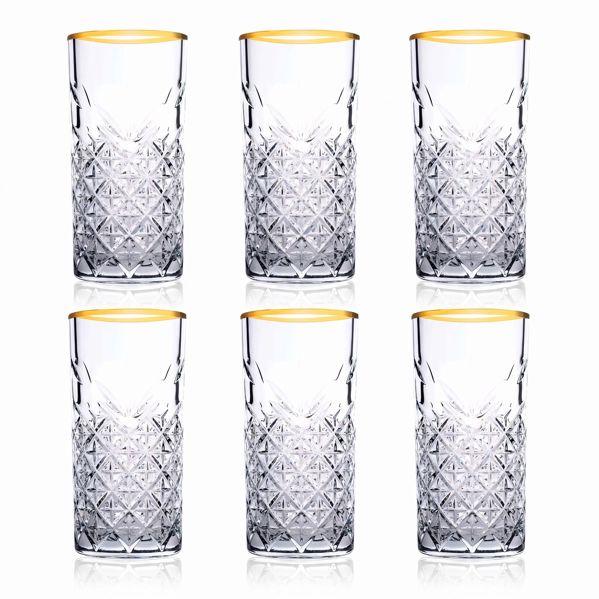 Pasabahce Timeless Longdrinkglas 29,5 cl gouden rand set van 6