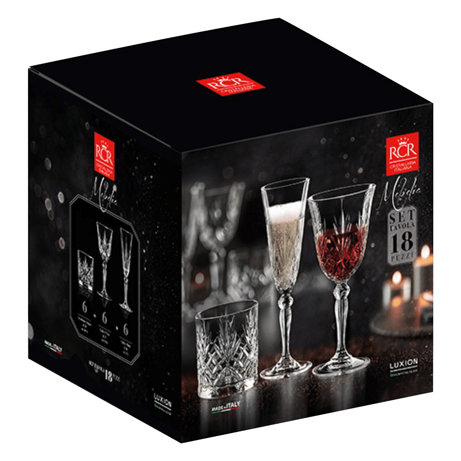 RCR Melodia Glazenset 18 - Delig (Wijnglazen - Champagneglazen - Tumblers) - Glazen.nl