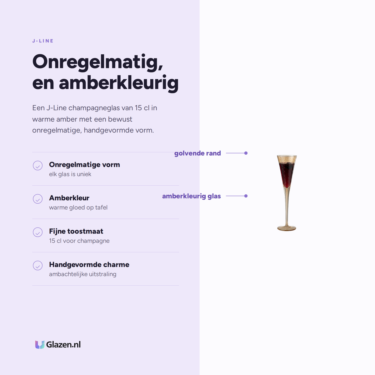 Eigenschappen van J-Line Champagneglas 15 Cl Onregelmatig Amber