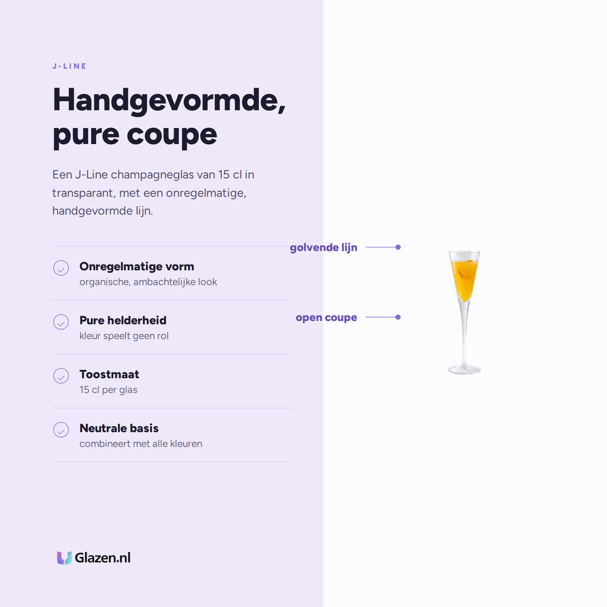 Eigenschappen van J-Line Champagneglas 15 Cl Onregelmatig Transparant