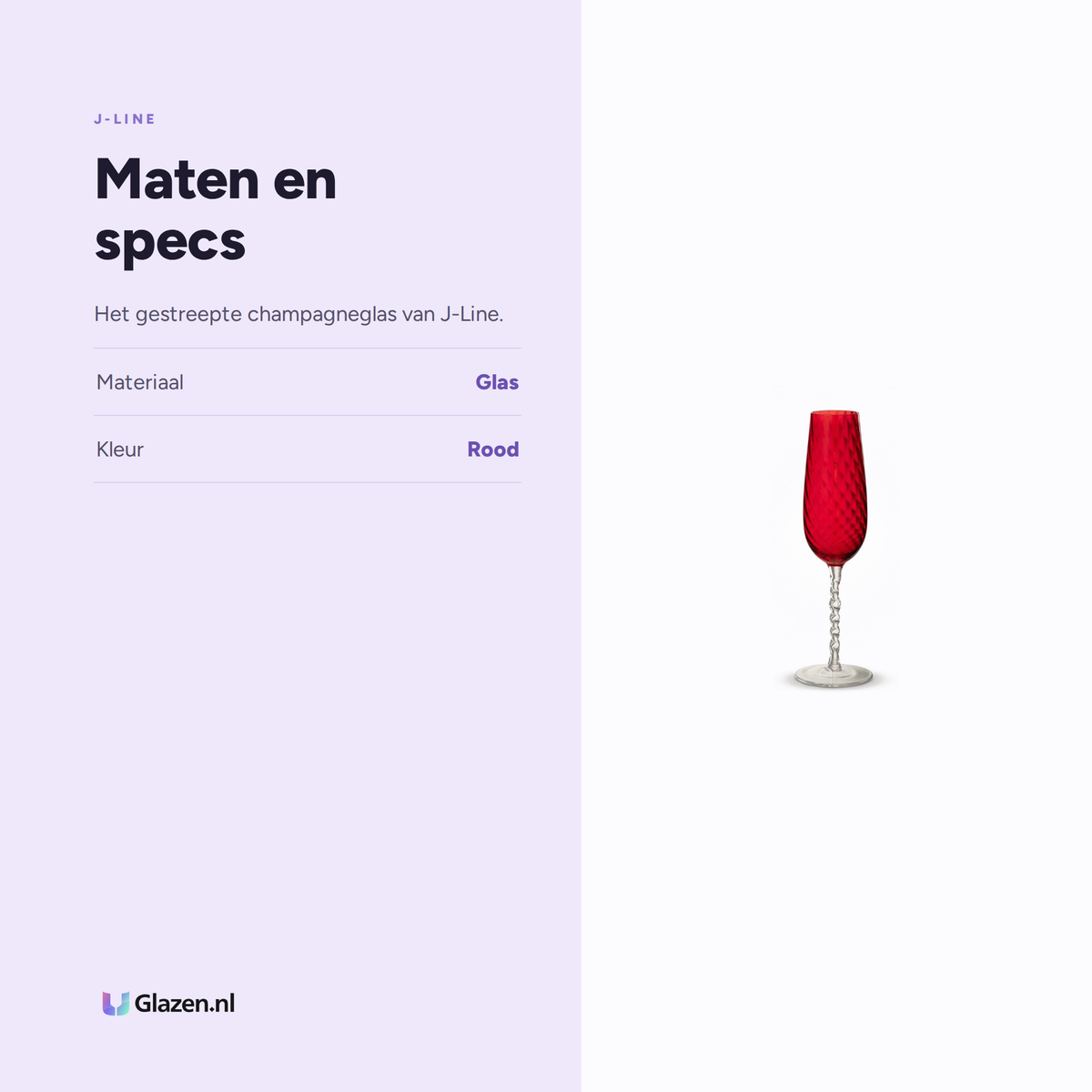 Maten en specs van J-Line Champagneglas Gestreept Rood