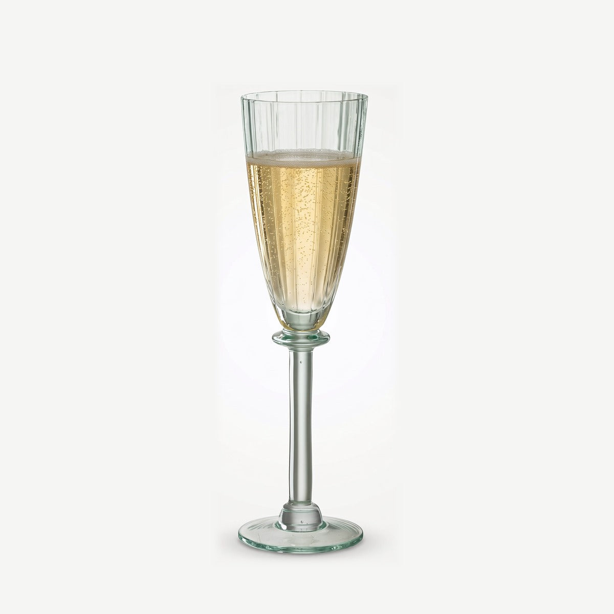 J-Line Champagneglas Gestreept Transparant/Lichtgroen gevuld