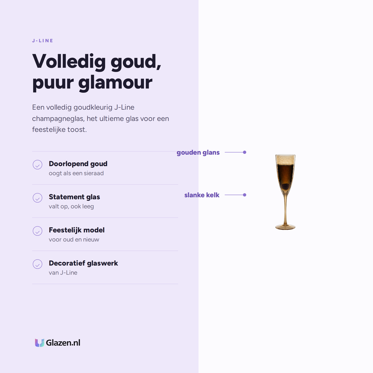 Eigenschappen van J-Line Champagneglas Goudkleurig