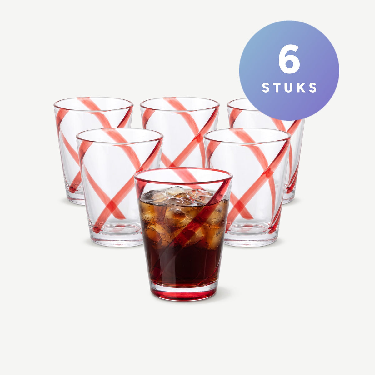 J-Line Waterglas 44 Cl Onbreekbaar Lijnen Assorti - 6 Stuks set van 6