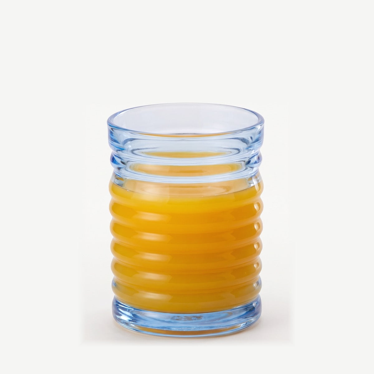 J-Line Waterglas Geribbeld Lichtblauw gevuld